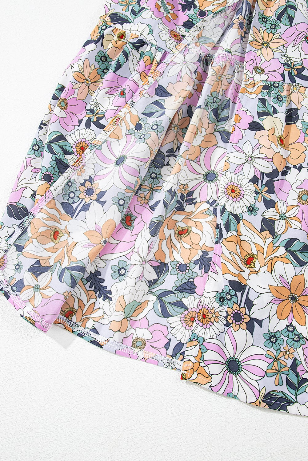 Sky Blue Bohemian Floral Print Tiered Maxi Skirt with Split