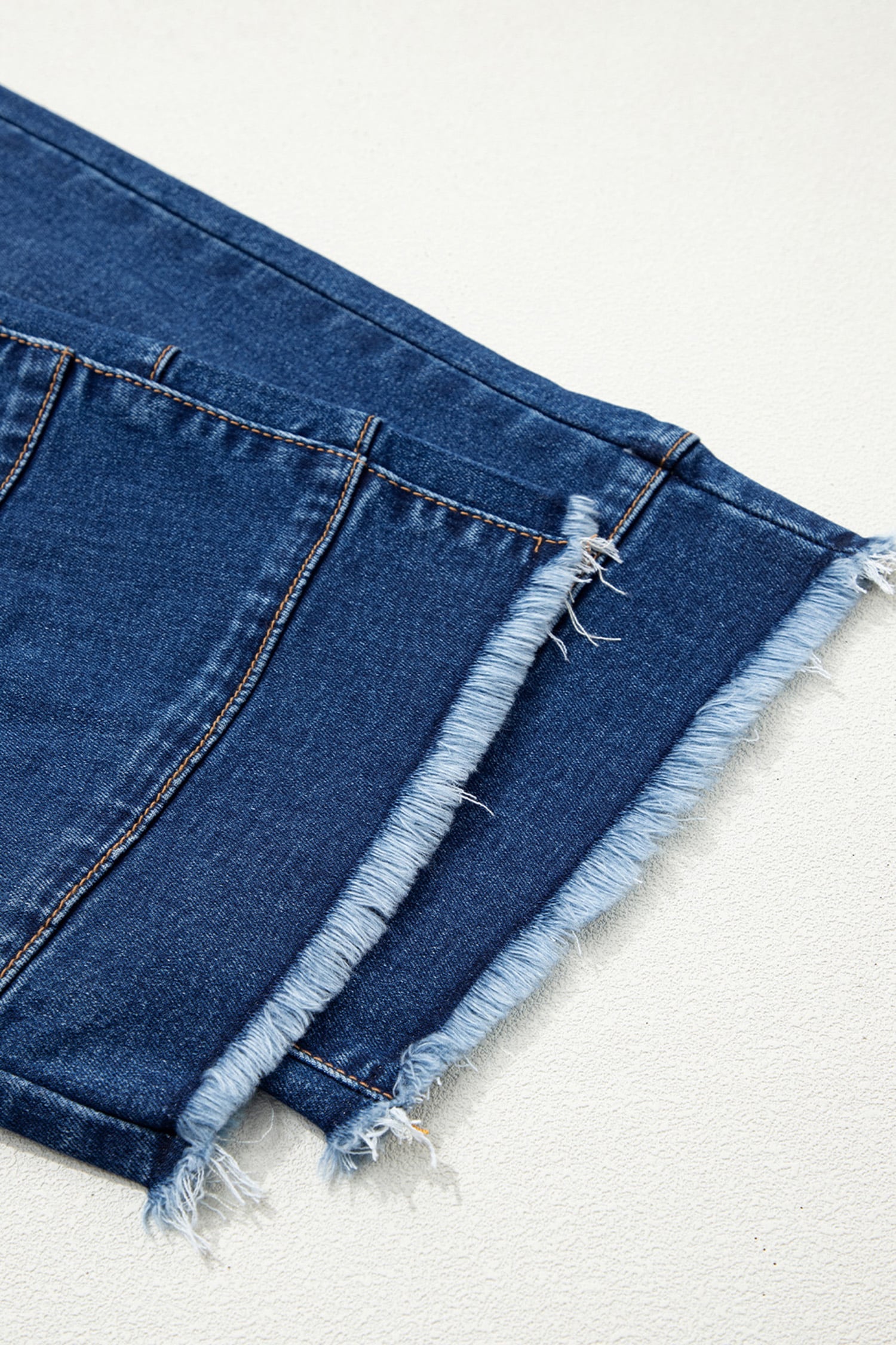 Sky Blue Chic Seam Detail Raw Hem Ankle Length Jeans