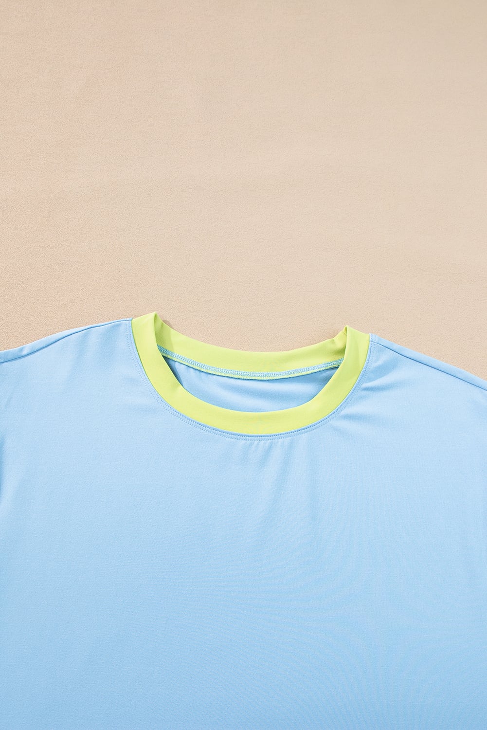 Sky Blue Color Block Detail Casual Two-piece Outfit