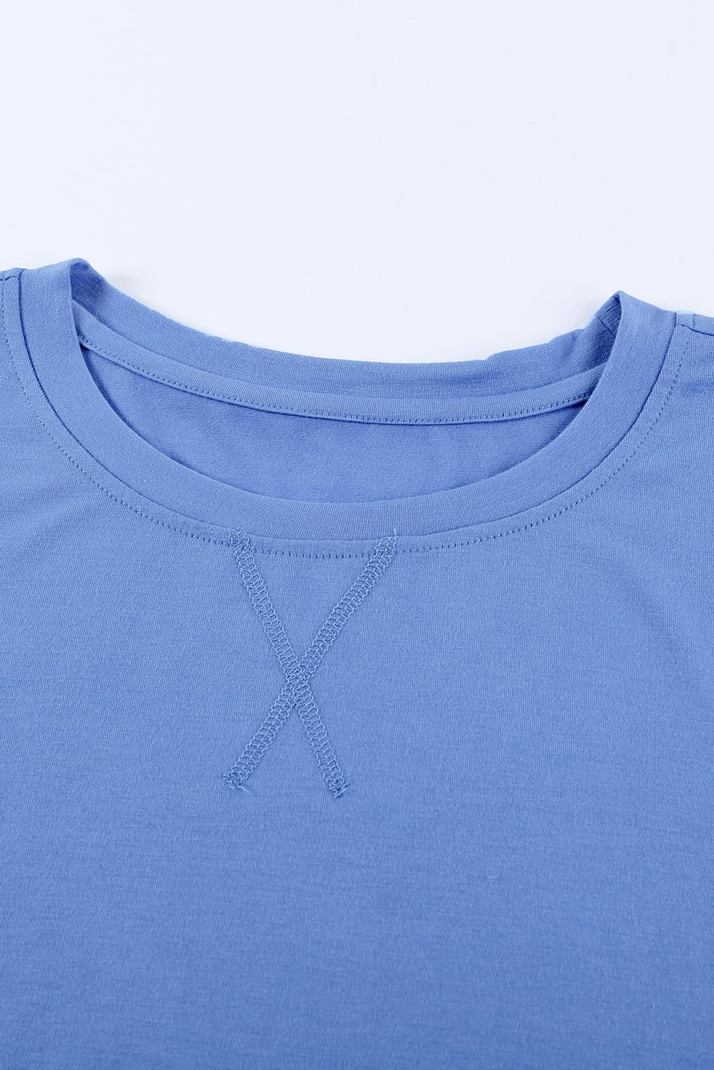 Sky Blue Crew Neck Colorblock Tee