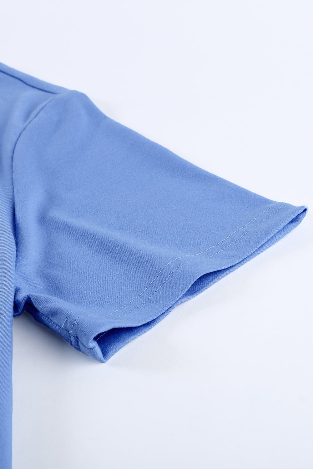 Sky Blue Crew Neck Colorblock Tee