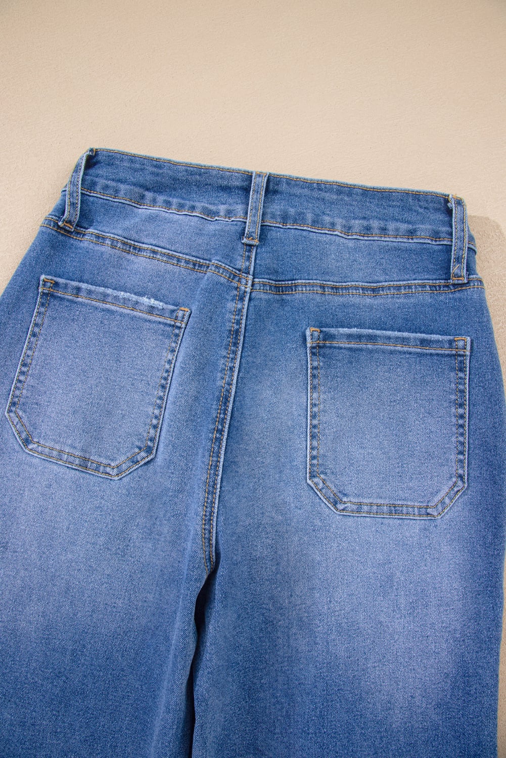Sky Blue Cropped High Rise Wide Leg Jeans
