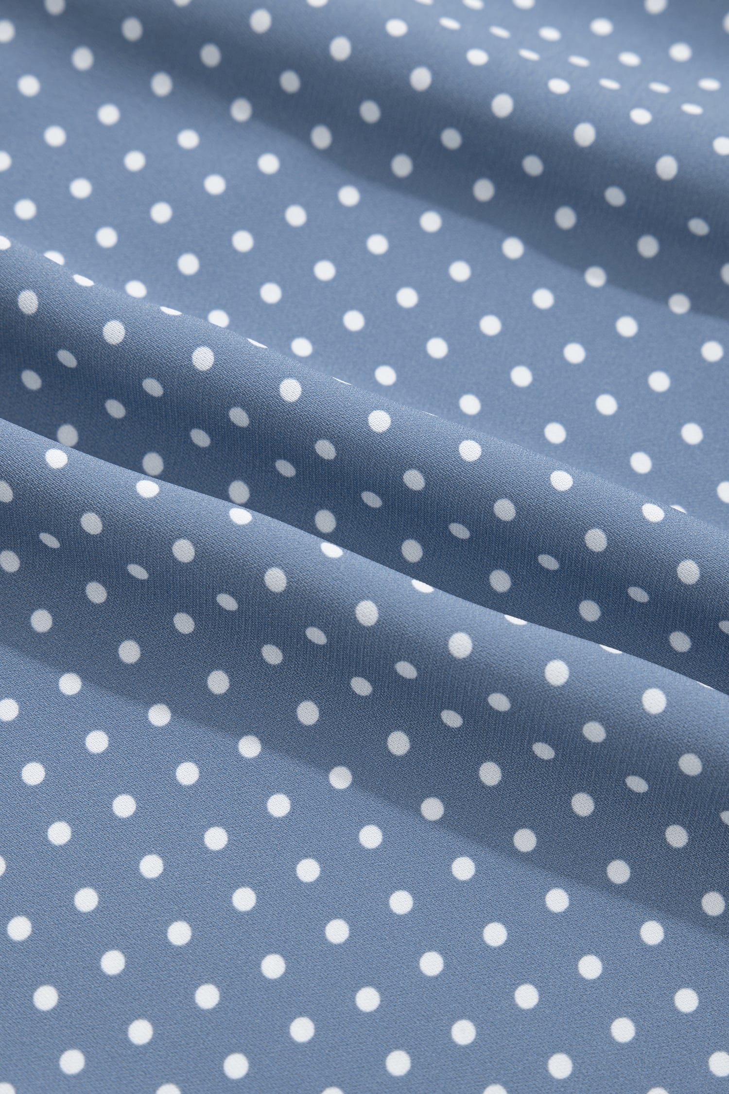 Sky Blue Dotted Print Cuffed Short Sleeve Shirt