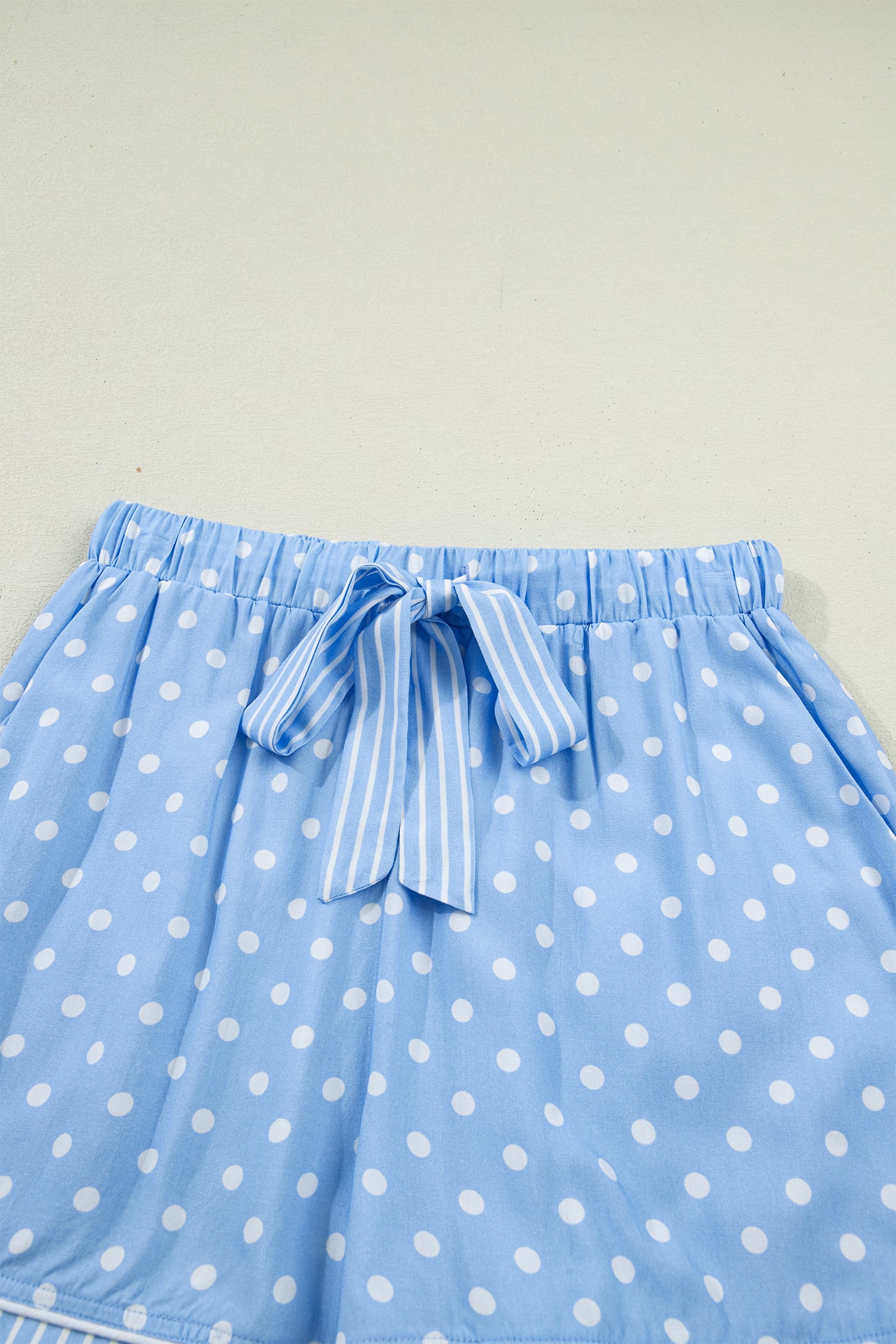 Sky Blue Dotted Print Soft Short Pajama Set