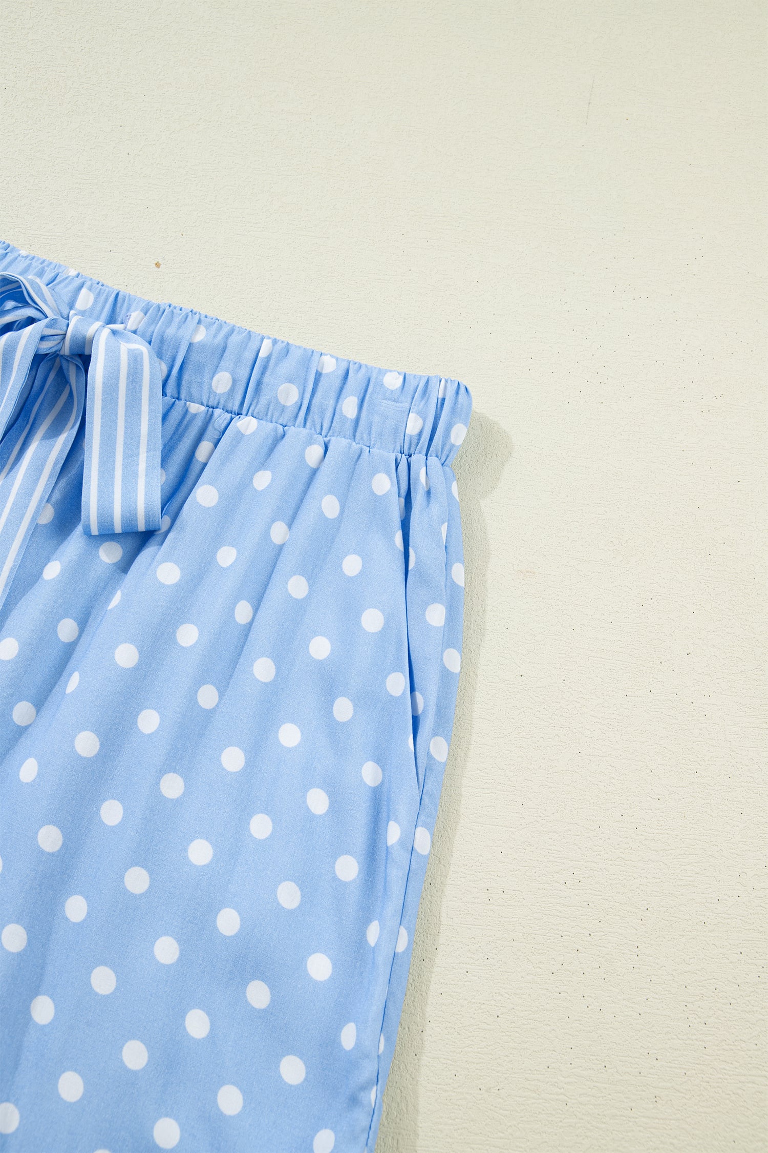 Sky Blue Dotted Print Soft Short Pajama Set