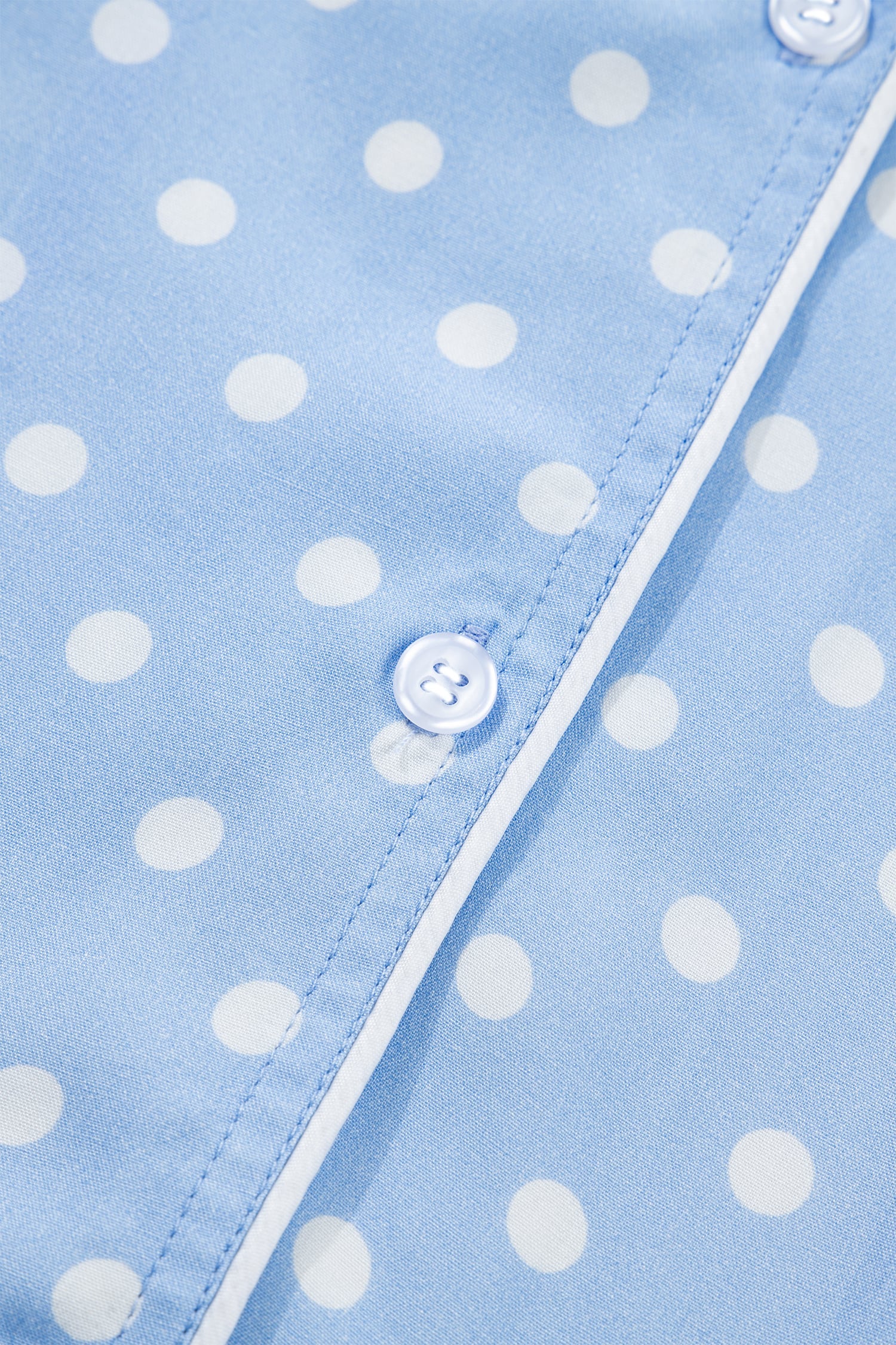 Sky Blue Dotted Print Soft Short Pajama Set
