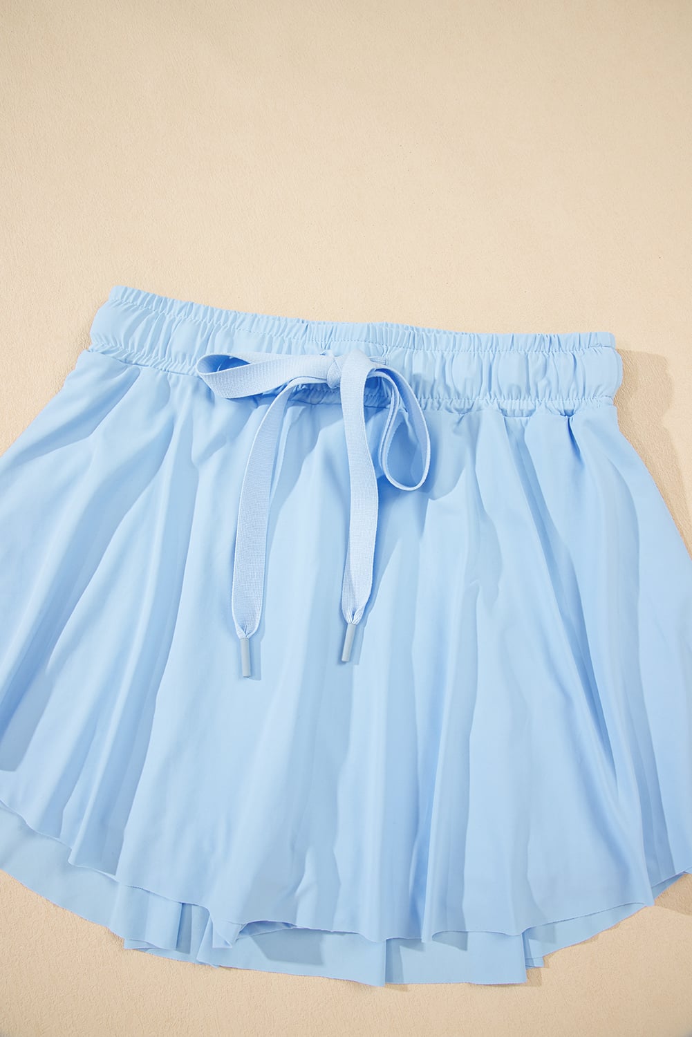 Sky Blue Drawstring Elastic Waistband Lined Tennis Skorts