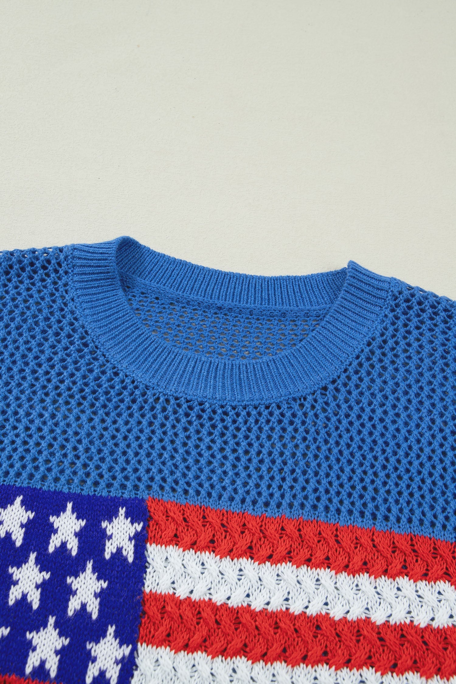 Sky Blue Flag Graphic Short Sleeve Sweater Top