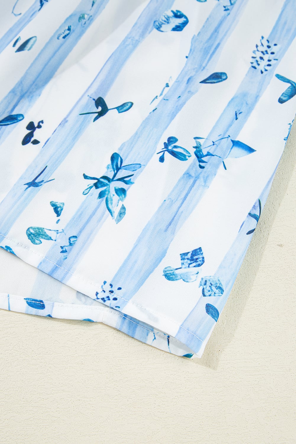 Sky Blue Floral Smocked Tied Straps A-Lined Tiered Maxi Dress