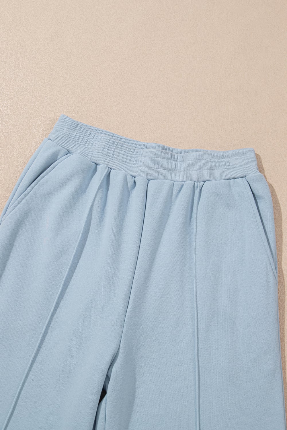Sky Blue Half Zip up Pullover Active Top and Joggers Set