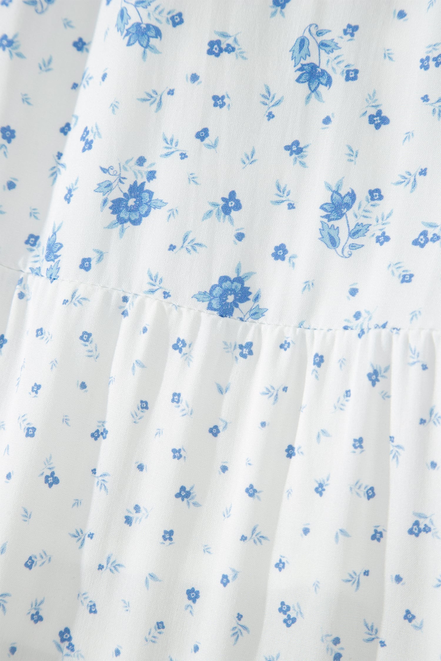 Sky Blue High Waist Tiny Floral Print Boho Maxi Skirt