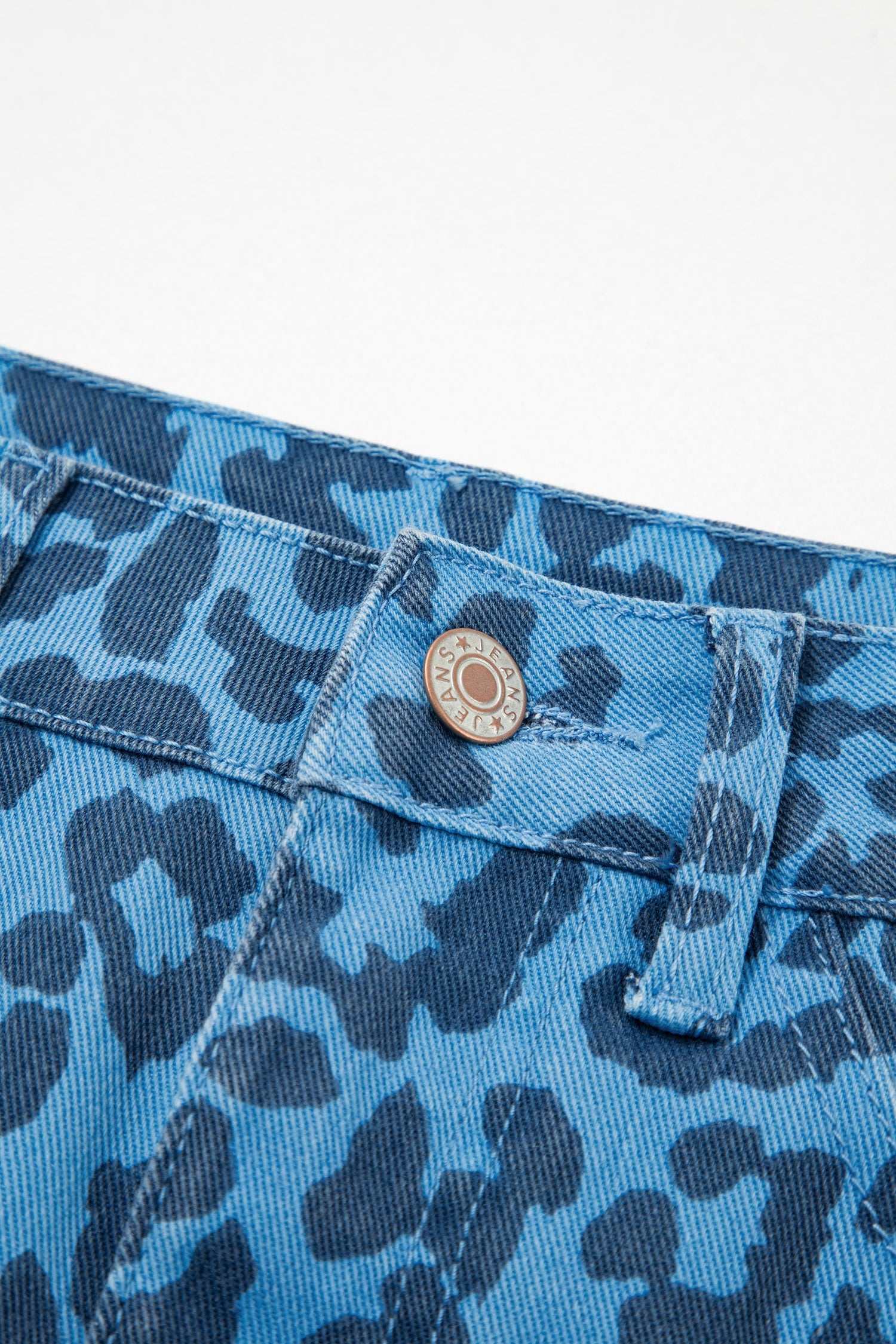 Sky Blue Leopard Print Frayed Edge Denim Skirt Long Casual Daily Wear
