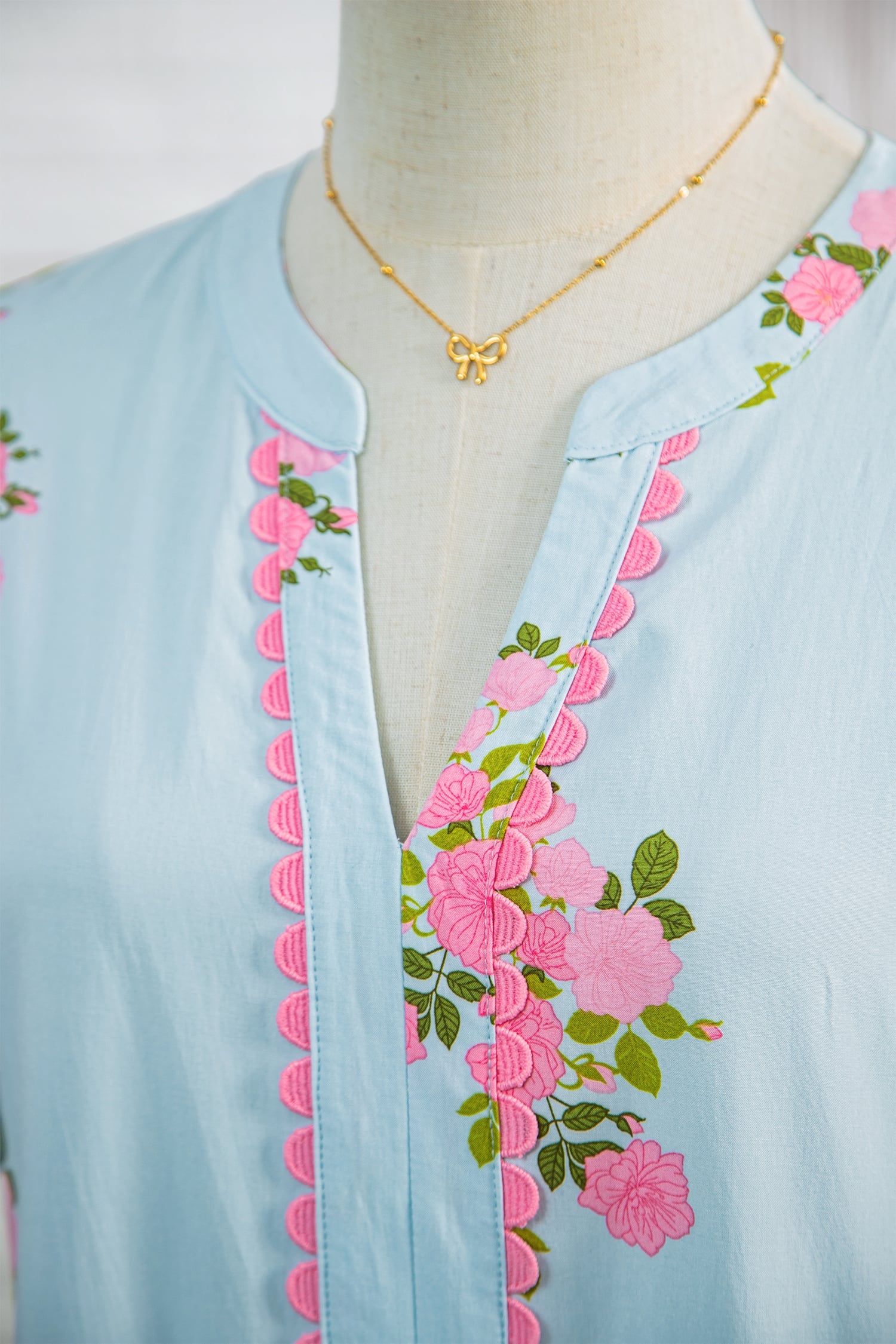 Sky Blue Notched Neck Flutter Short Sleeve Floral Print Maxi Dress