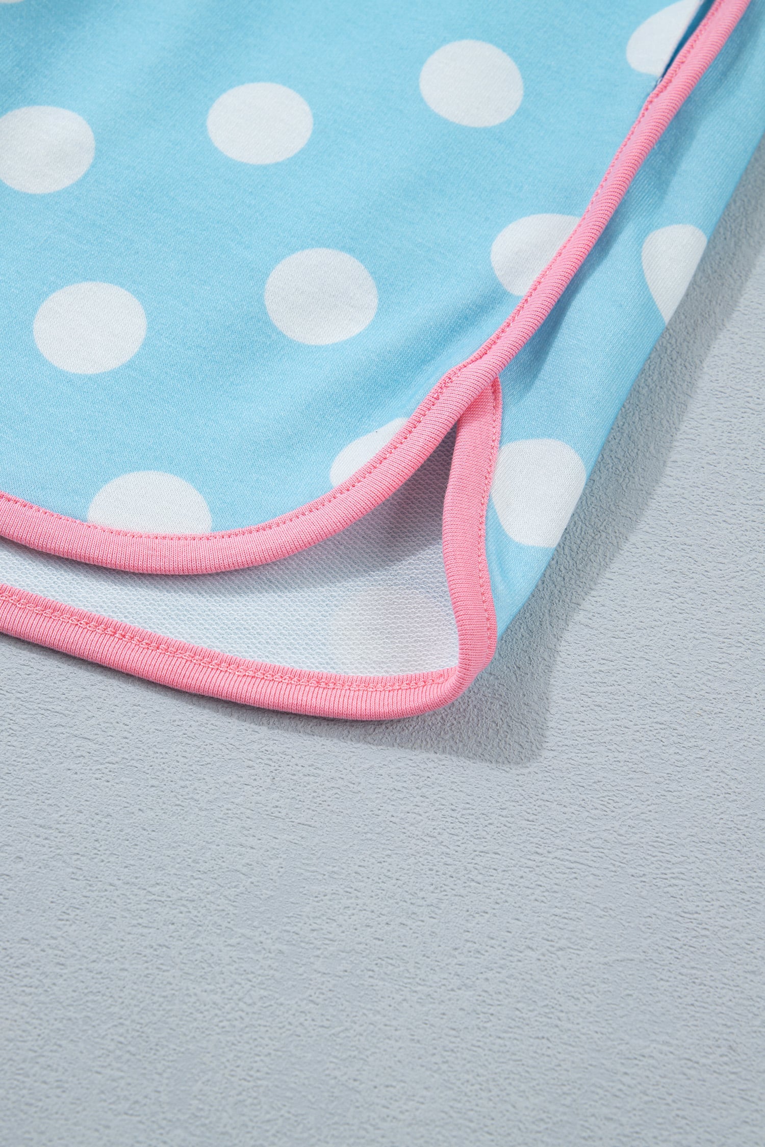 Sky Blue Polka Dot Contrast Edge Casual Short Set