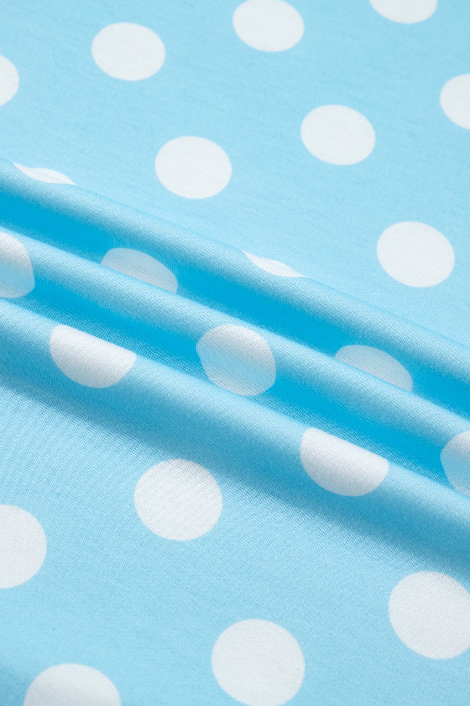 Sky Blue Polka Dot Contrast Edge Casual Short Set