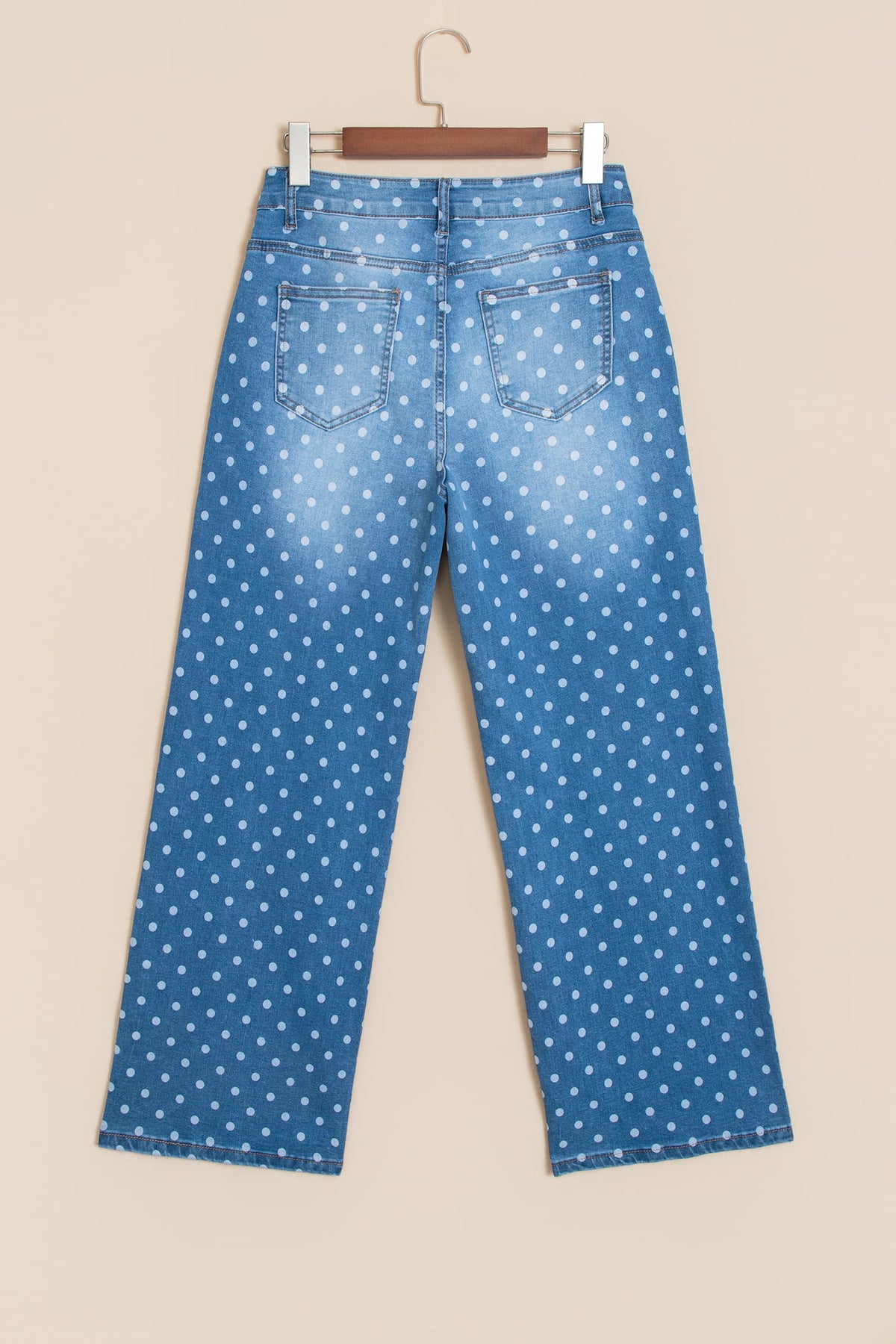 Sky Blue Polka Dot High Waist Shift Jeans