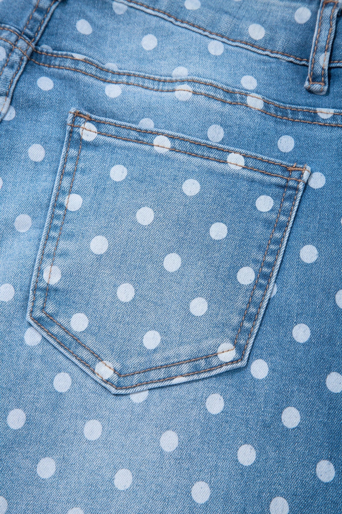 Sky Blue Polka Dot High Waist Shift Jeans