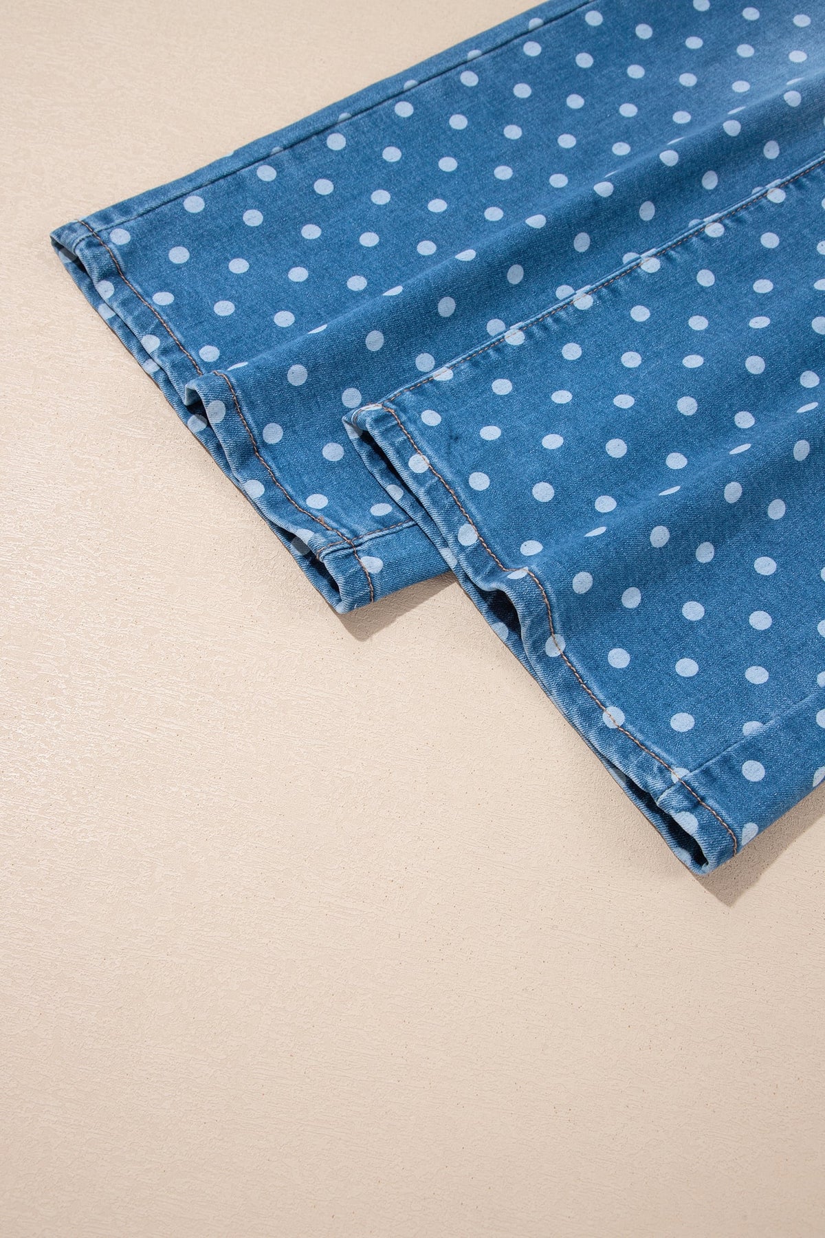 Sky Blue Polka Dot High Waist Shift Jeans