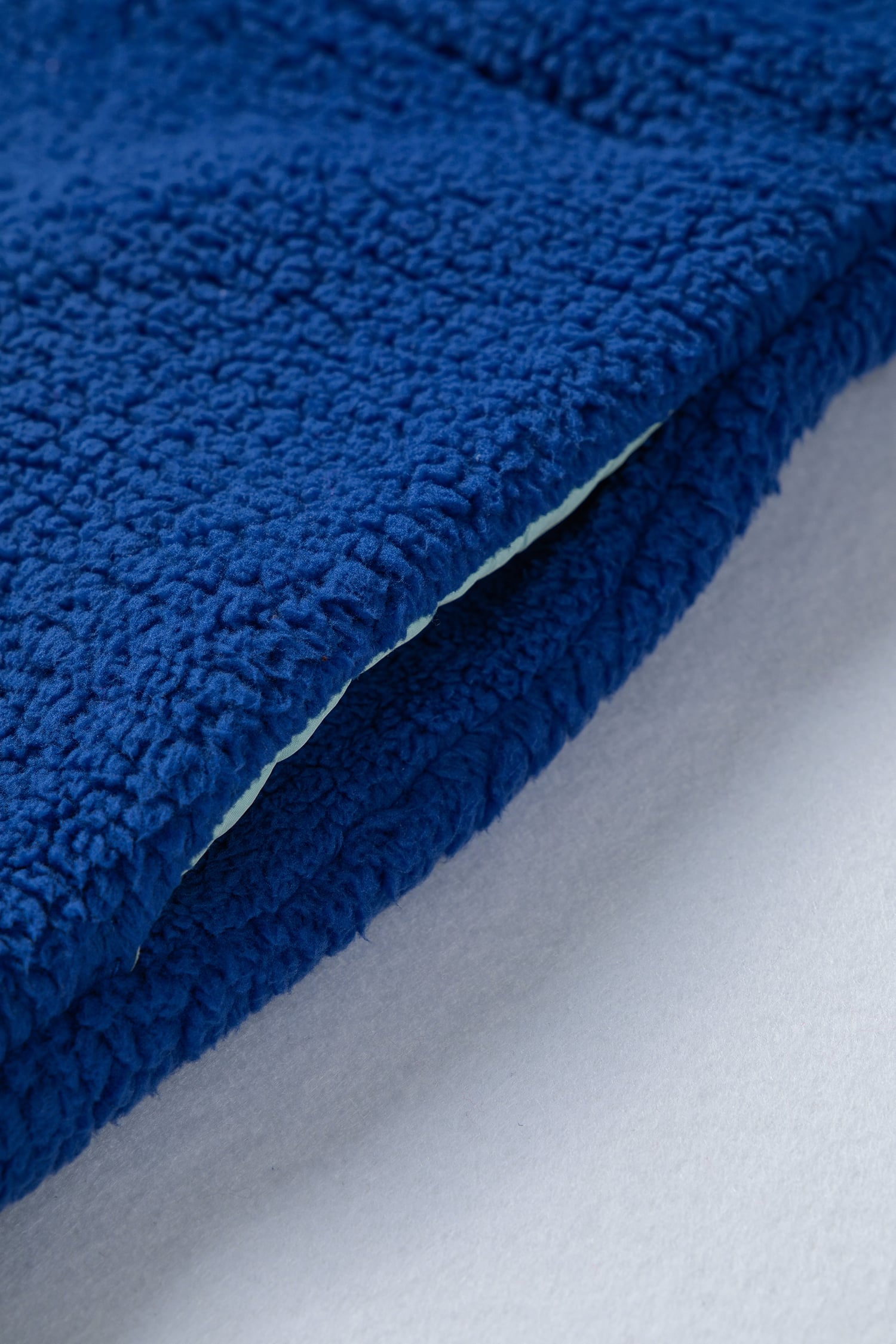 Sky Blue Sherpa Half Zip Contrast Trim Pullover Hoodie