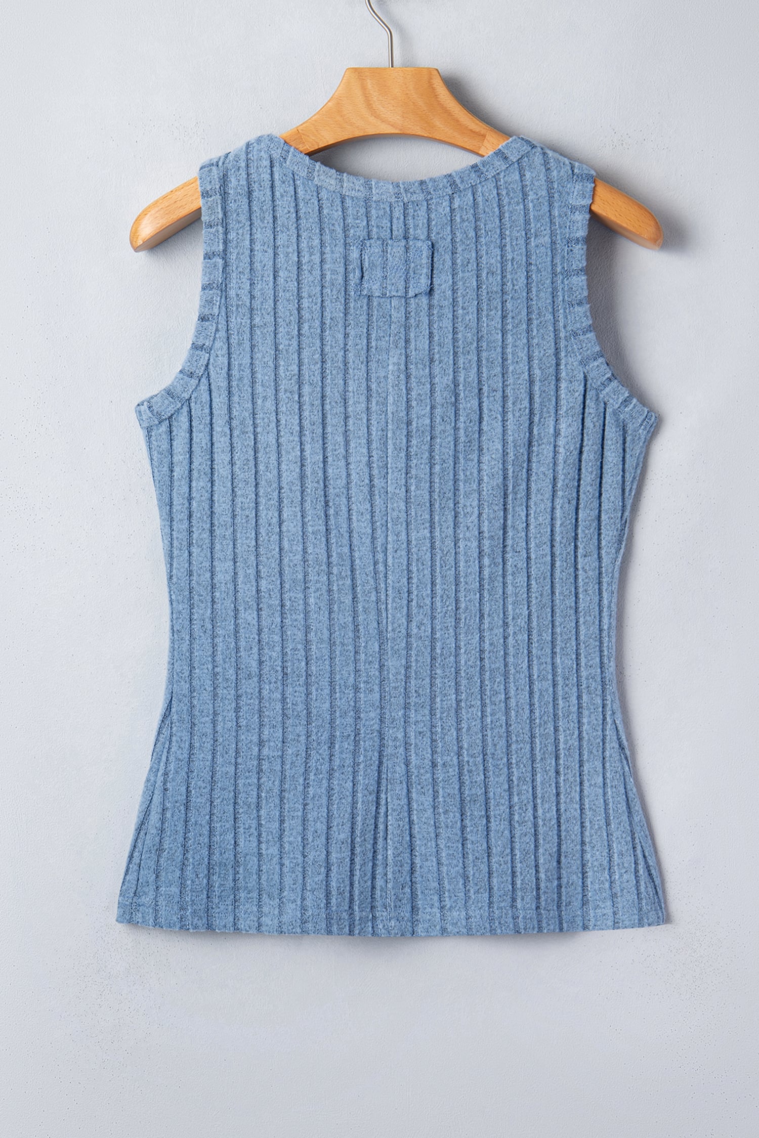 Sky Blue Slim Ribbed Mineral Wash Tank Top