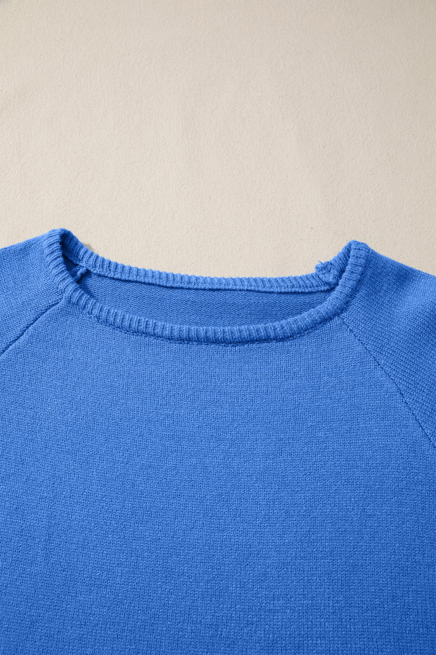 Sky Blue Solid Color Knit Loose Bracelet Sleeve Dolman Sweater