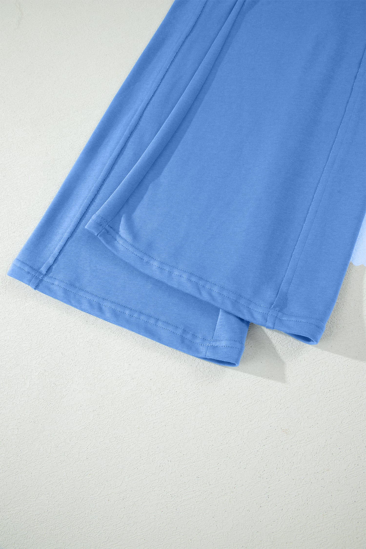 Sky Blue Solid Cover Oversize Tee Pocketed Casual Pants 2pcs Outfit