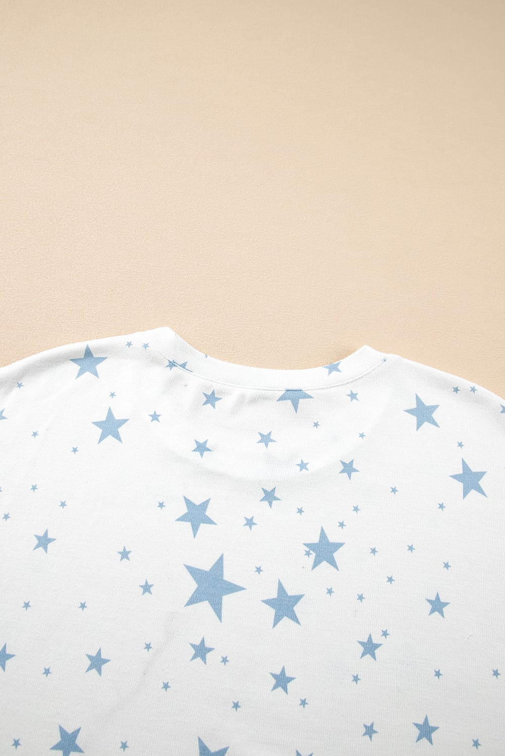 Sky Blue Stars Print Drop Shoulder Oversized T Shirt with Slits