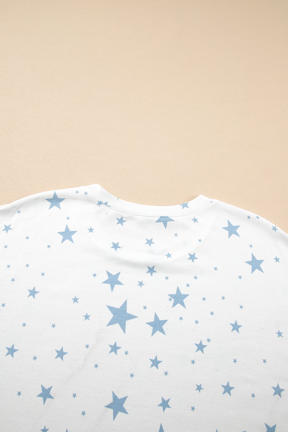 Sky Blue Stars Print Drop Shoulder Oversized T Shirt with Slits