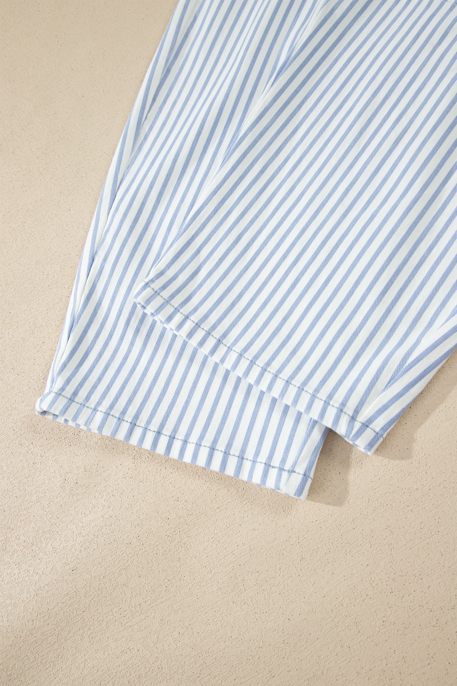 Sky Blue Stripe Casual Barrel Jeans
