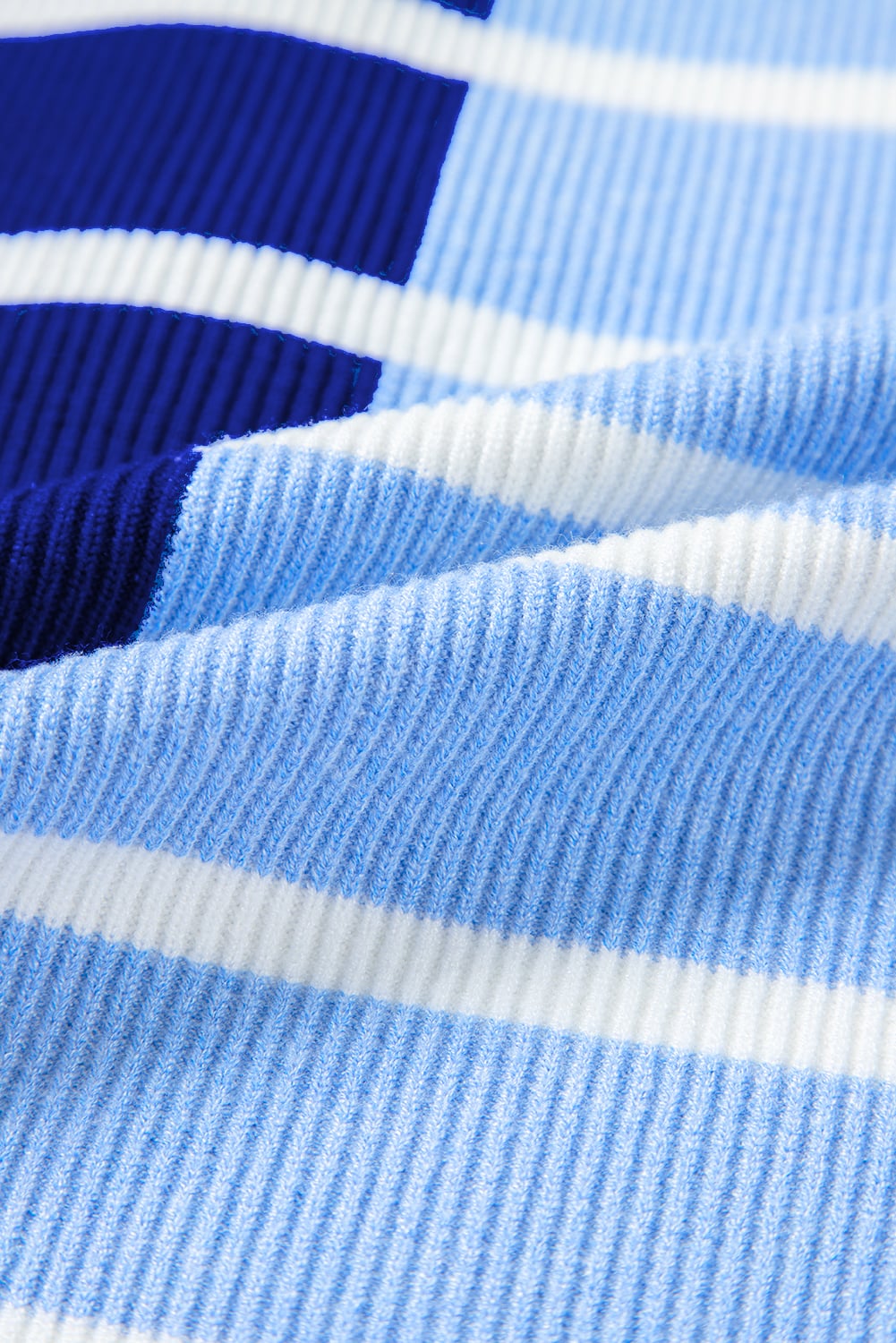 Sky Blue Stripe Colorblock Quarter Zip Collar Sweater Vest