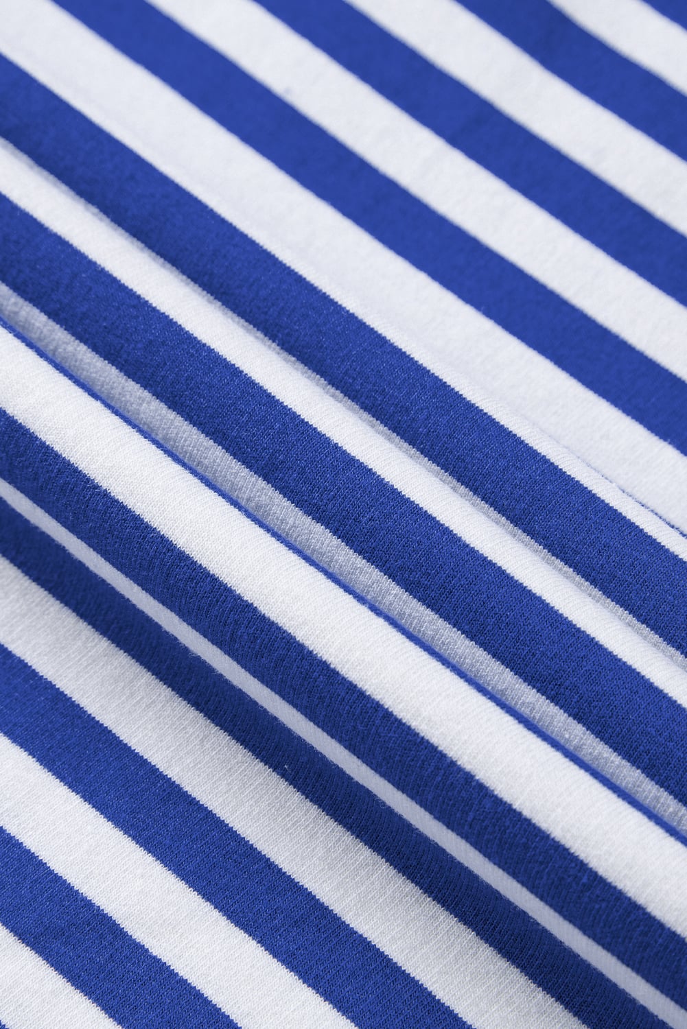 Sky Blue Stripe Striped Contrast Ribbed Trim Drop Shoulder Baggy Sweatshirt