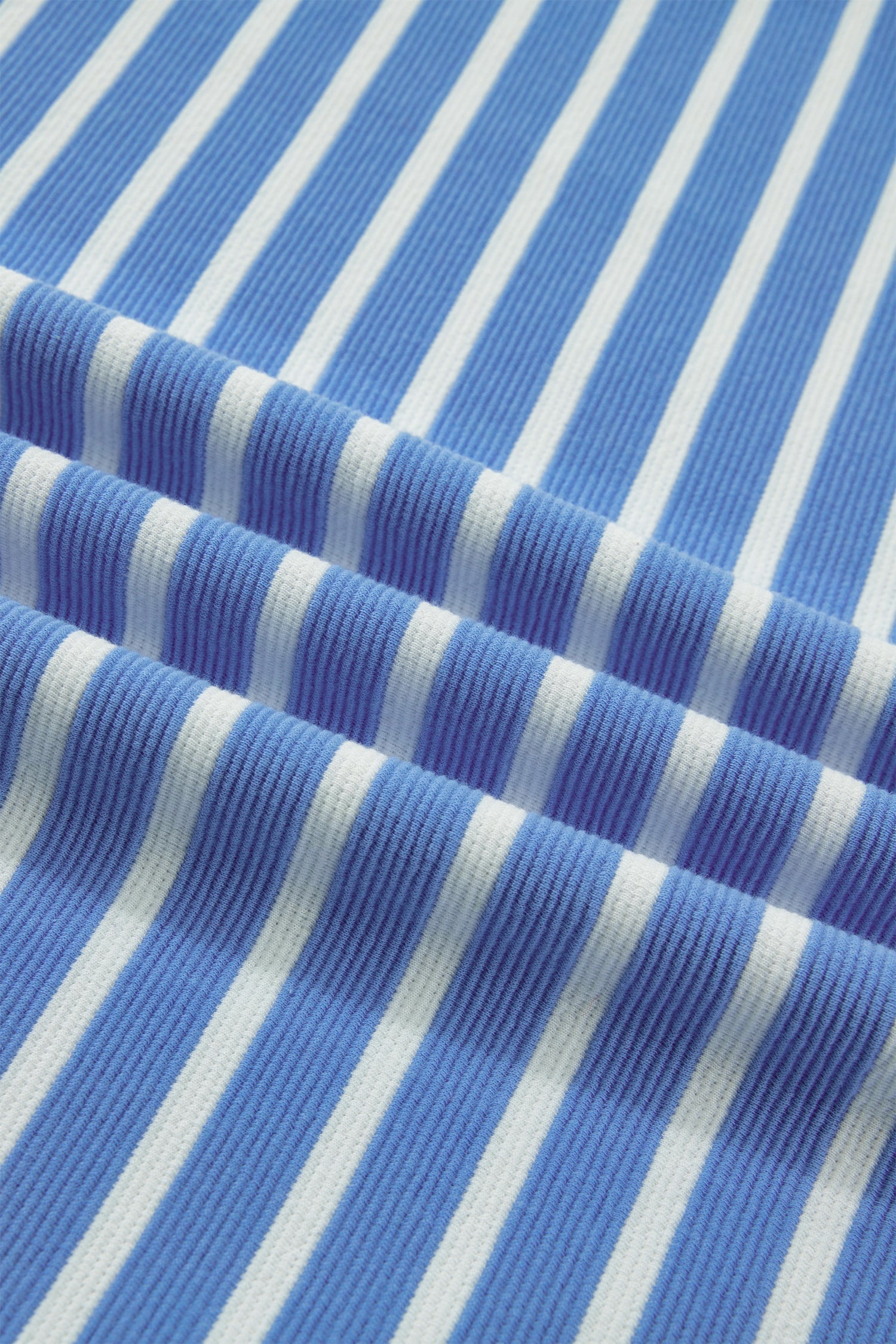 Sky Blue Stripe Contrast Trim Loose Short Sleeve Top
