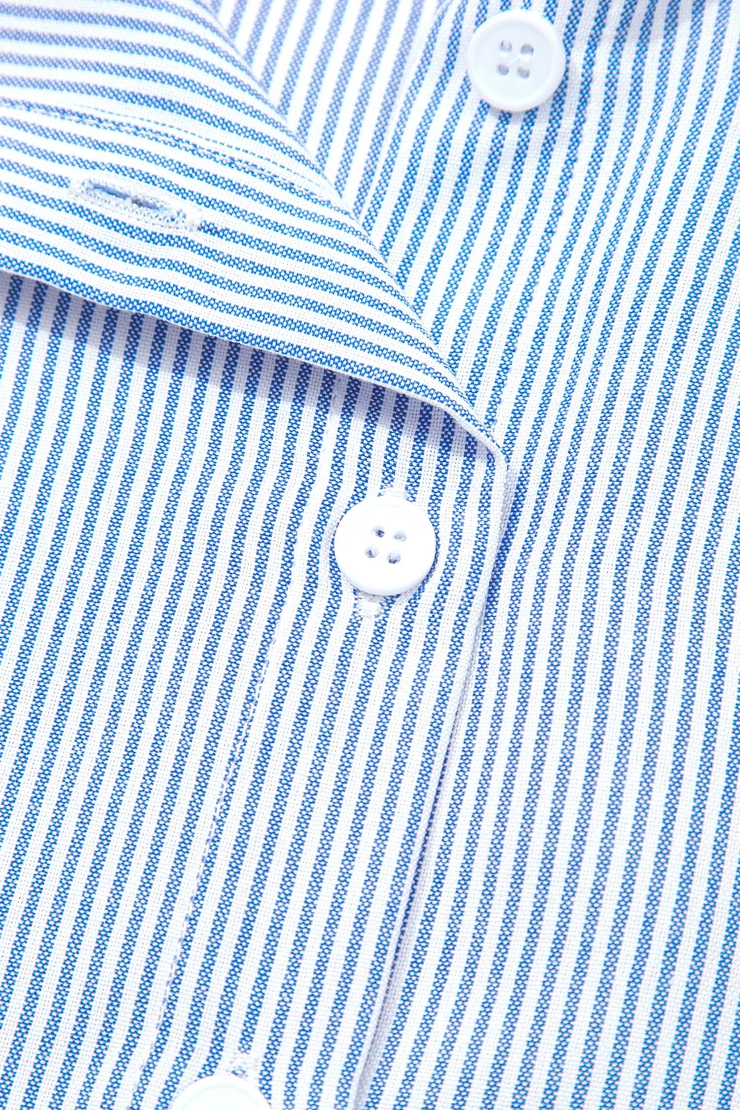 Sky Blue Stripe Contrasted Varsity Stripe Leopard Patchwork Button Down Shirt