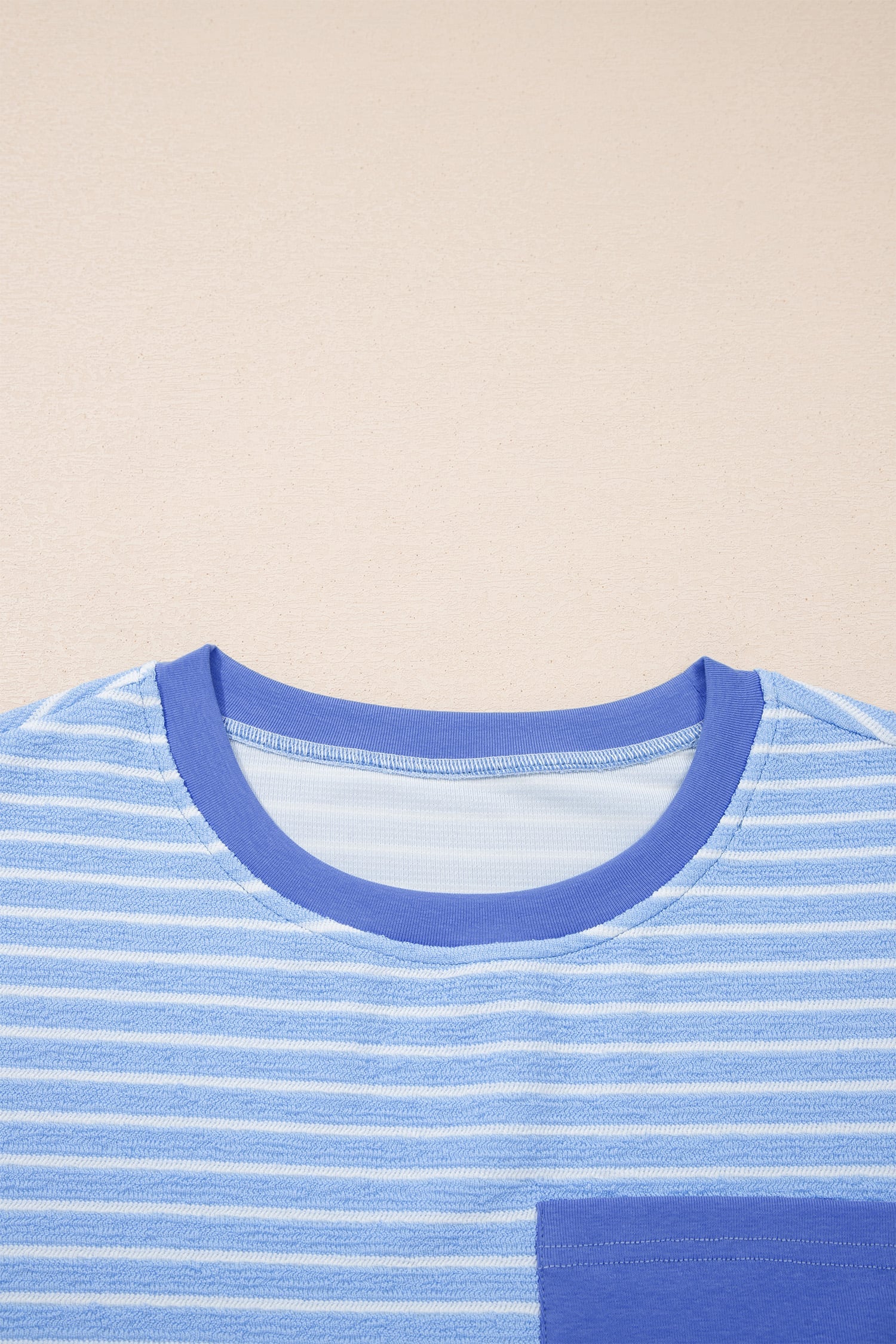 Sky Blue Stripe Crew Neck Tee Drawstring Waist Cropped Pants Set