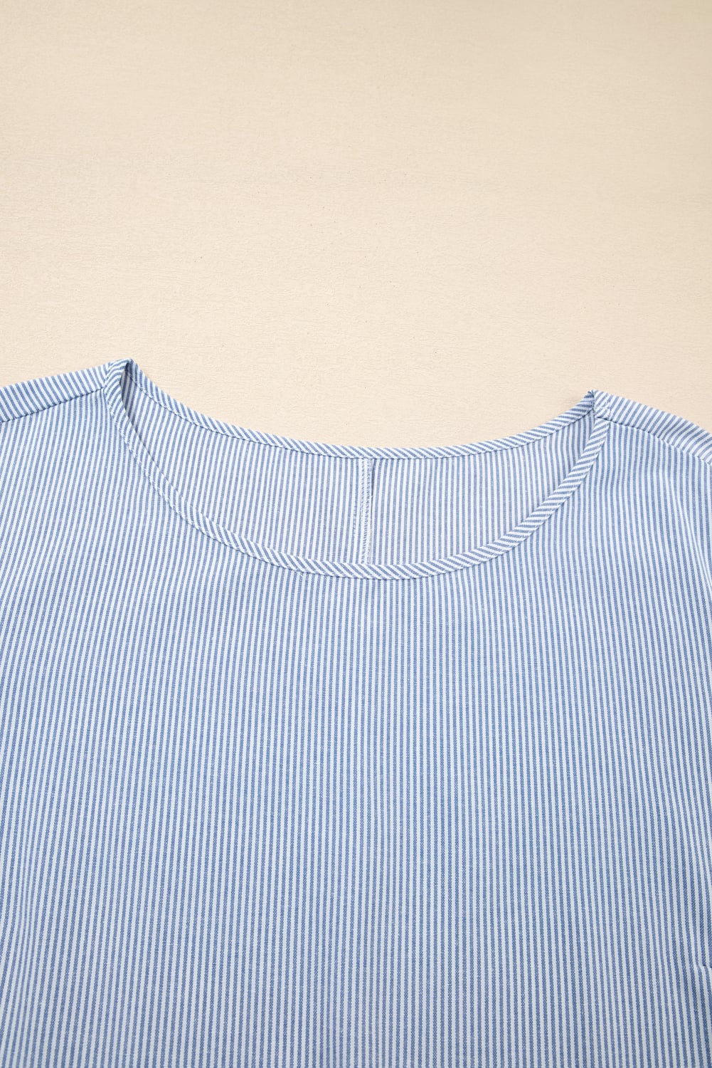 Sky Blue Stripe Crisscross Lace Detail Mixed Striped Patchwork Plus Size Shift Long Dress