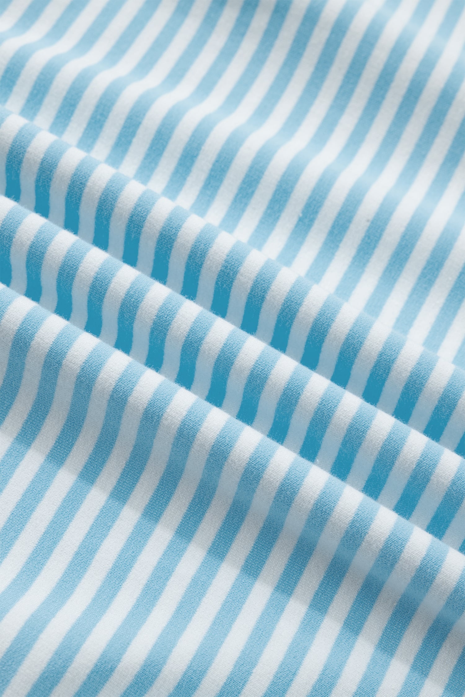 Sky Blue Stripe Cuffed Sleeve Contrast Mock Neck Tee Casual 2pcs Short Set