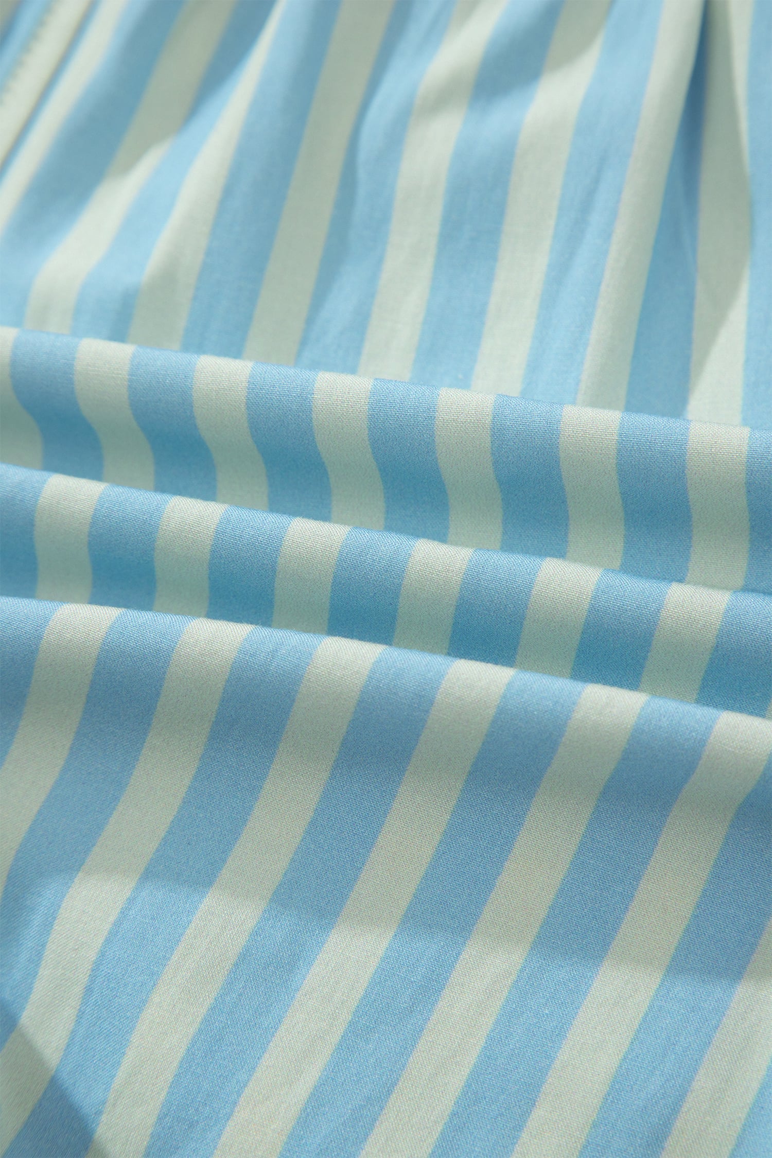 Sky Blue Stripe Elastic Waist Ruffle Trim Casual Shorts