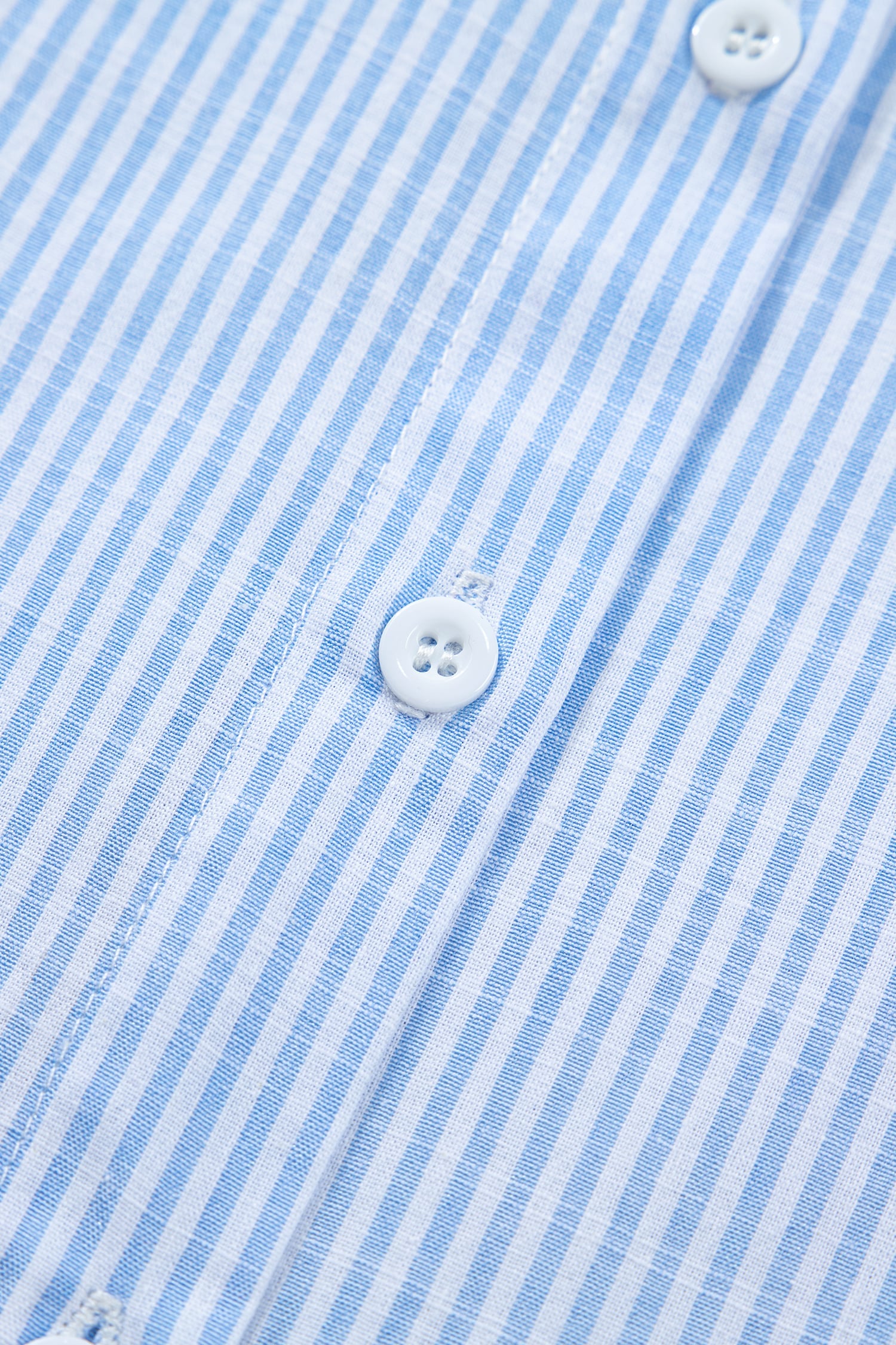 Sky Blue Stripe Leopard Contrast Collar Short Sleeve Shirt