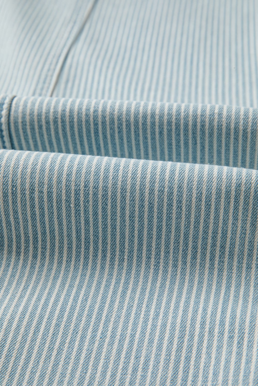 Sky Blue Stripe Mid Rise Drawstring Waist Jeans