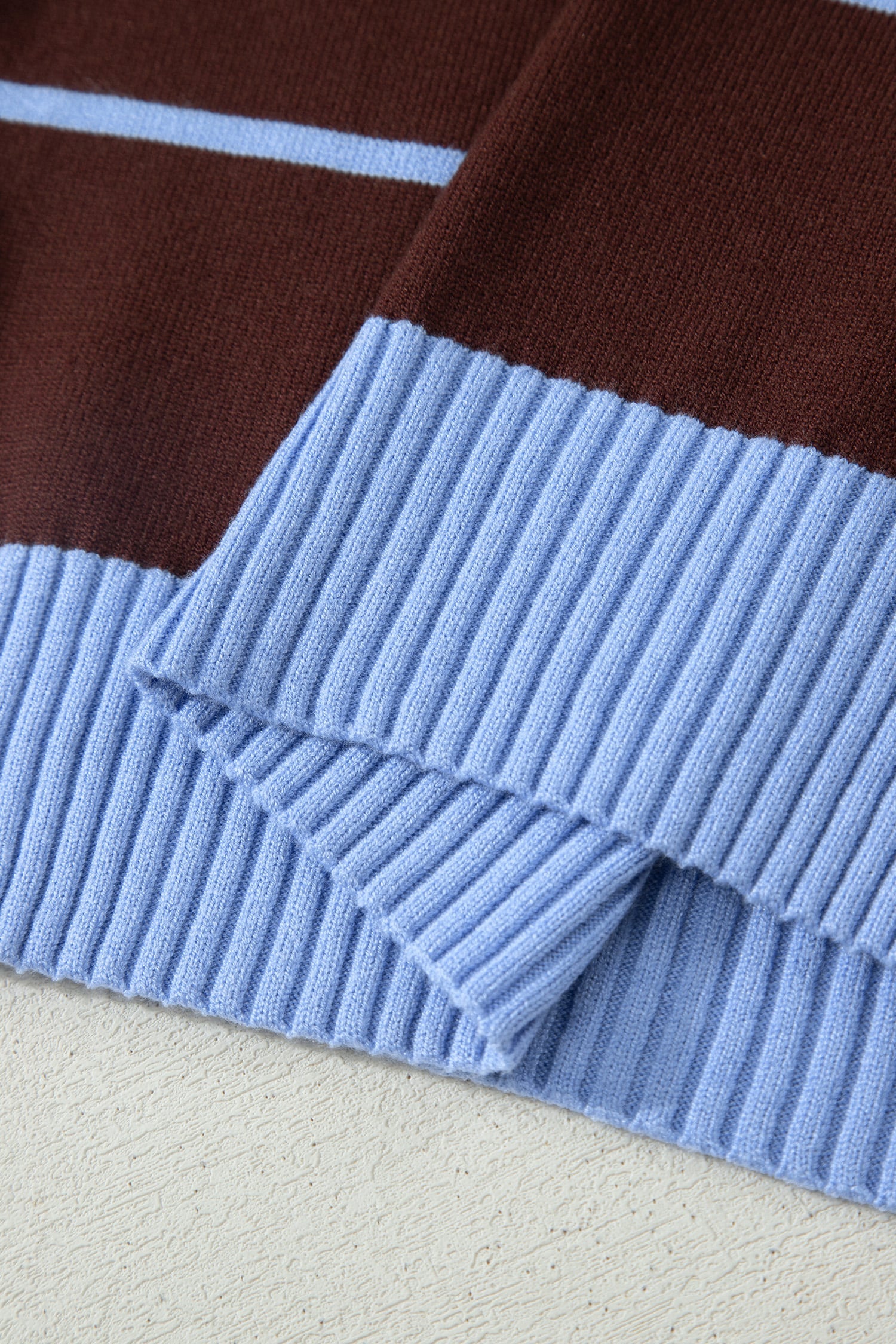 Sky Blue Stripe Striped Short Sleeve Round Neck Casual Knit Top