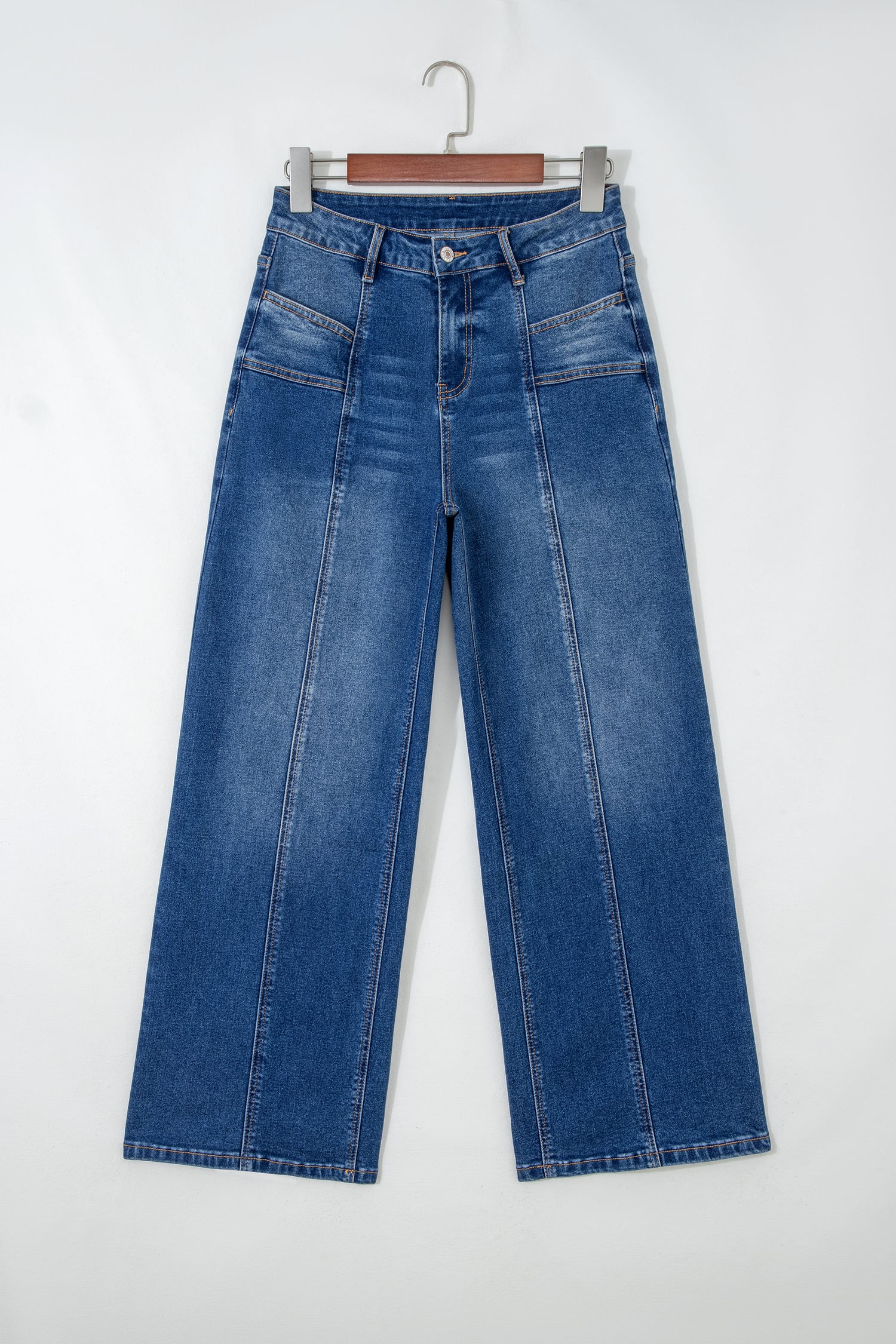 Sky Blue Tailored Seam Detail Womens Shift Jeans