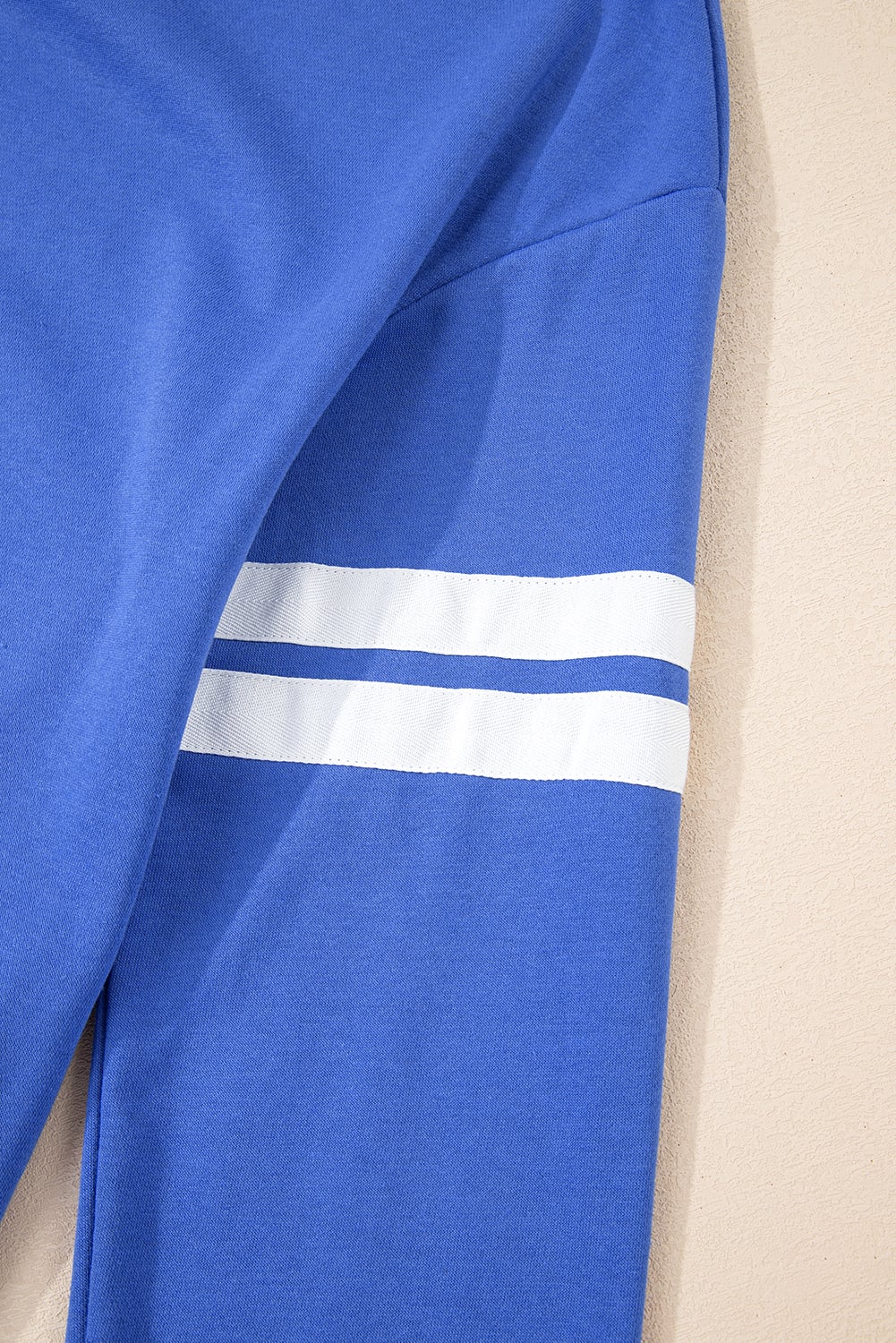 Sky Blue Varsity Contrast Banded Sleeve Shift Sweatshirt Dress