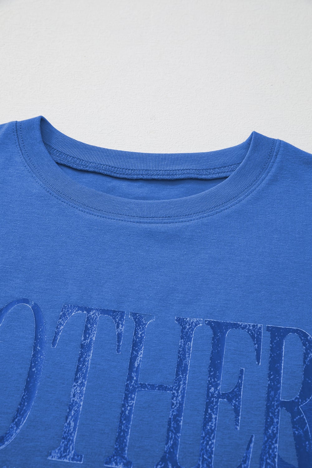 Sky Blue Vintage MOTHERHOOD Letter Graphic T Shirt