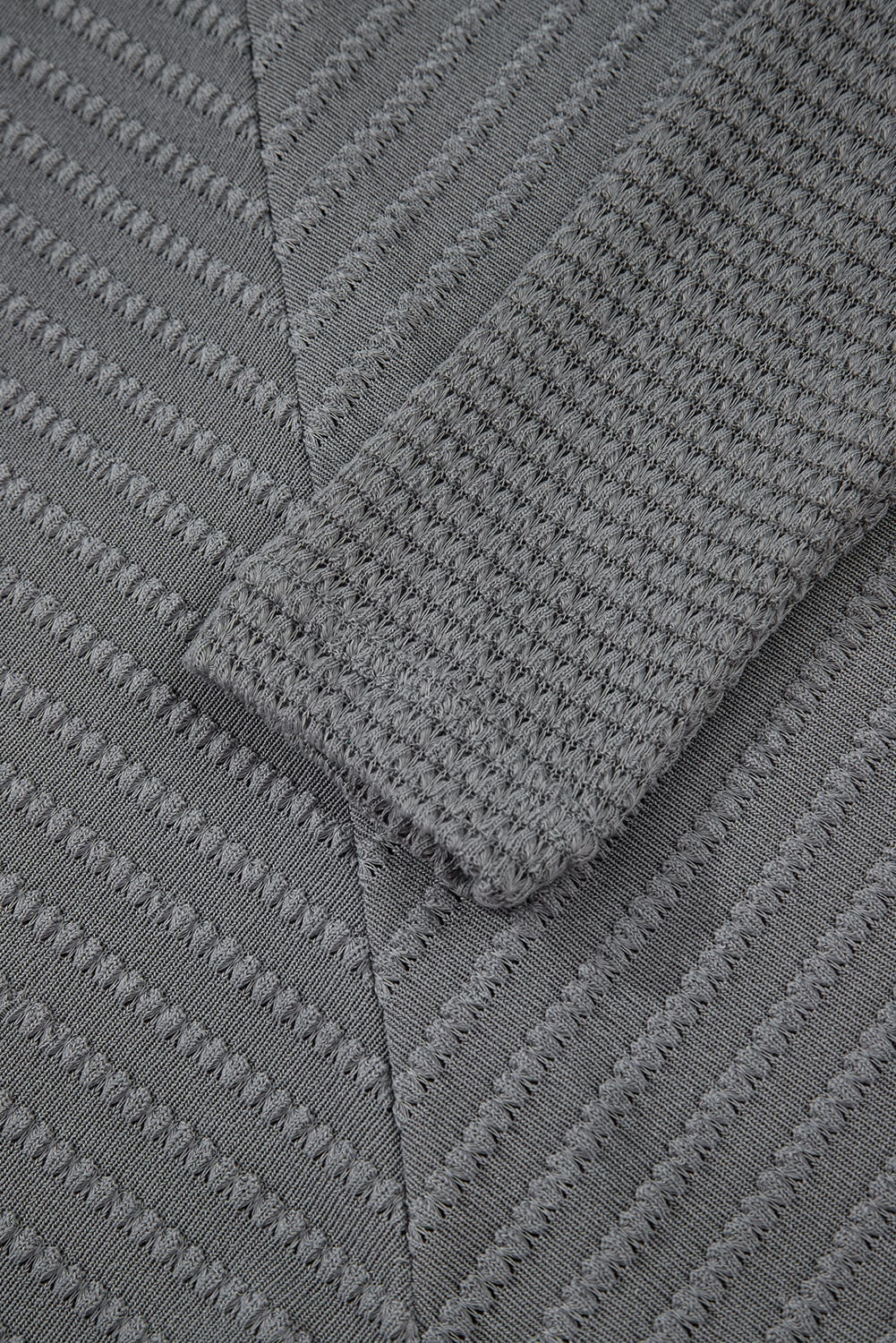 Sleet V Neck Chevron Texture Patchwork Long Sleeve Knit Top
