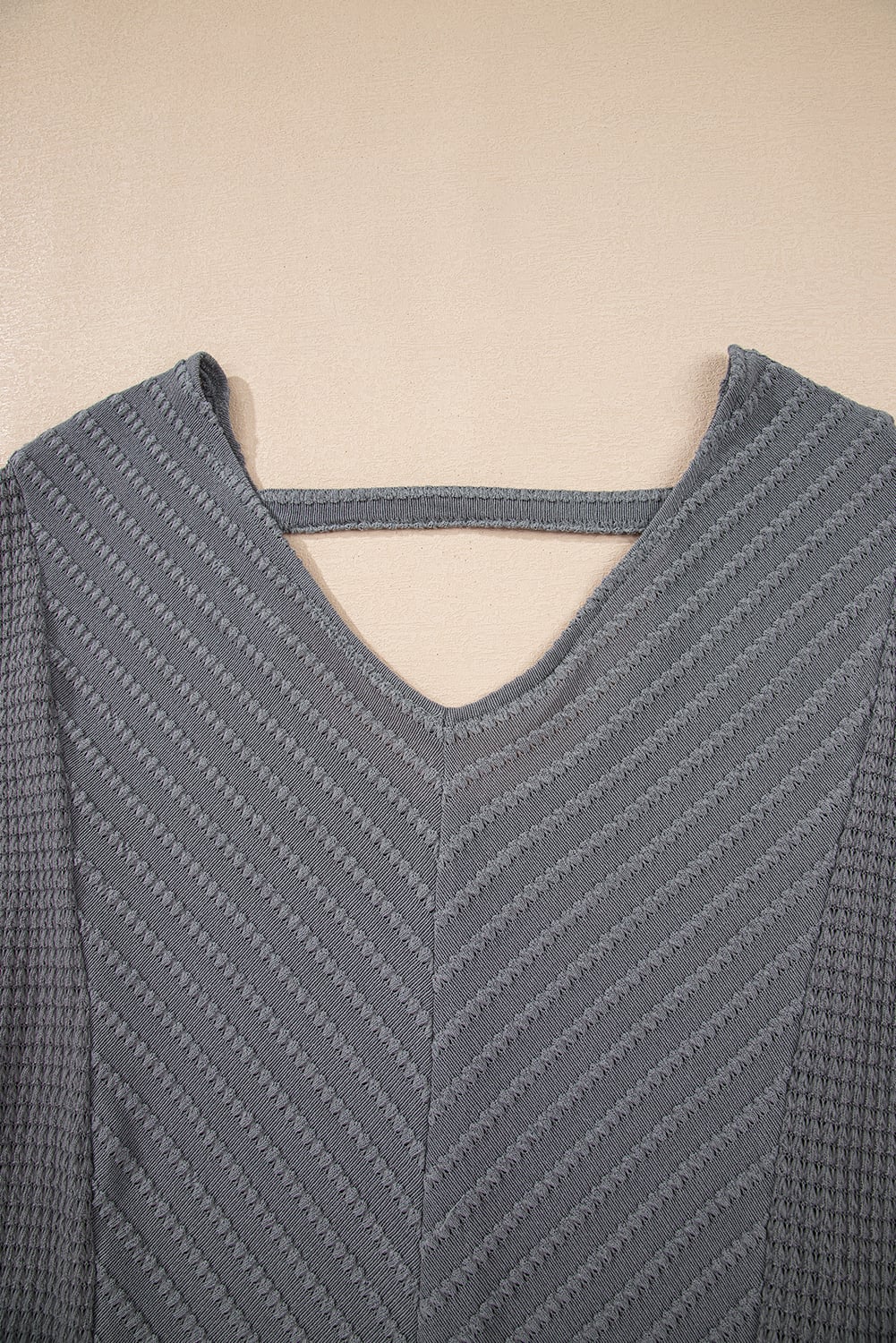 Sleet V Neck Chevron Texture Patchwork Long Sleeve Knit Top