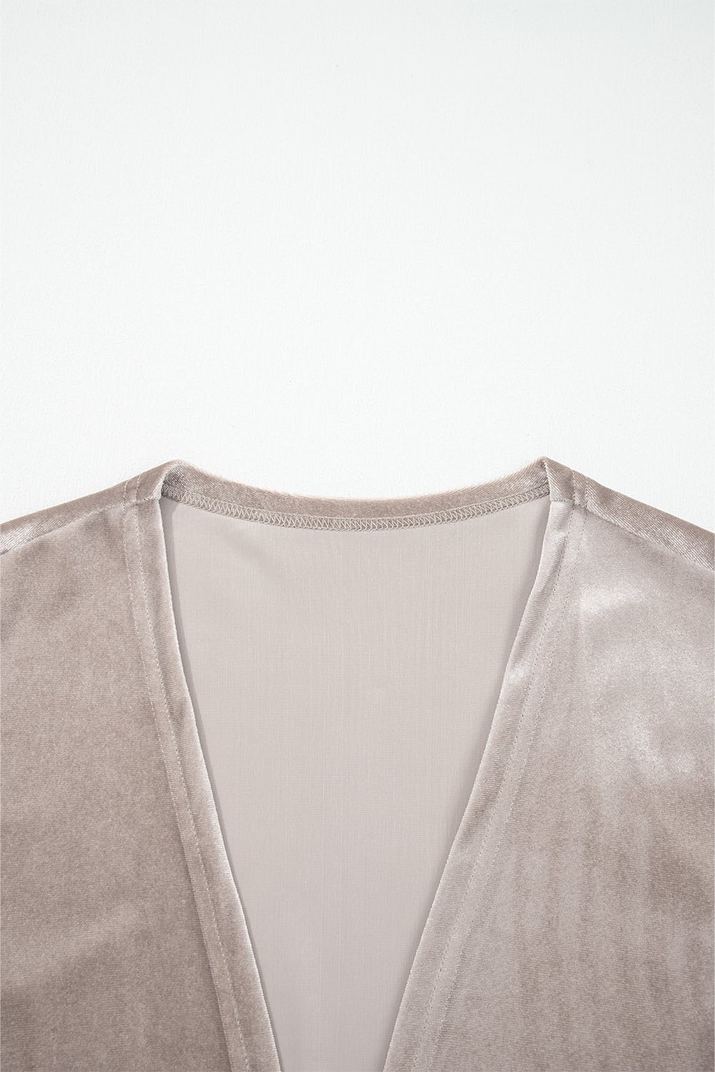 Smoke Gray 3/4 Sleeve Open Front Velvet Kimono