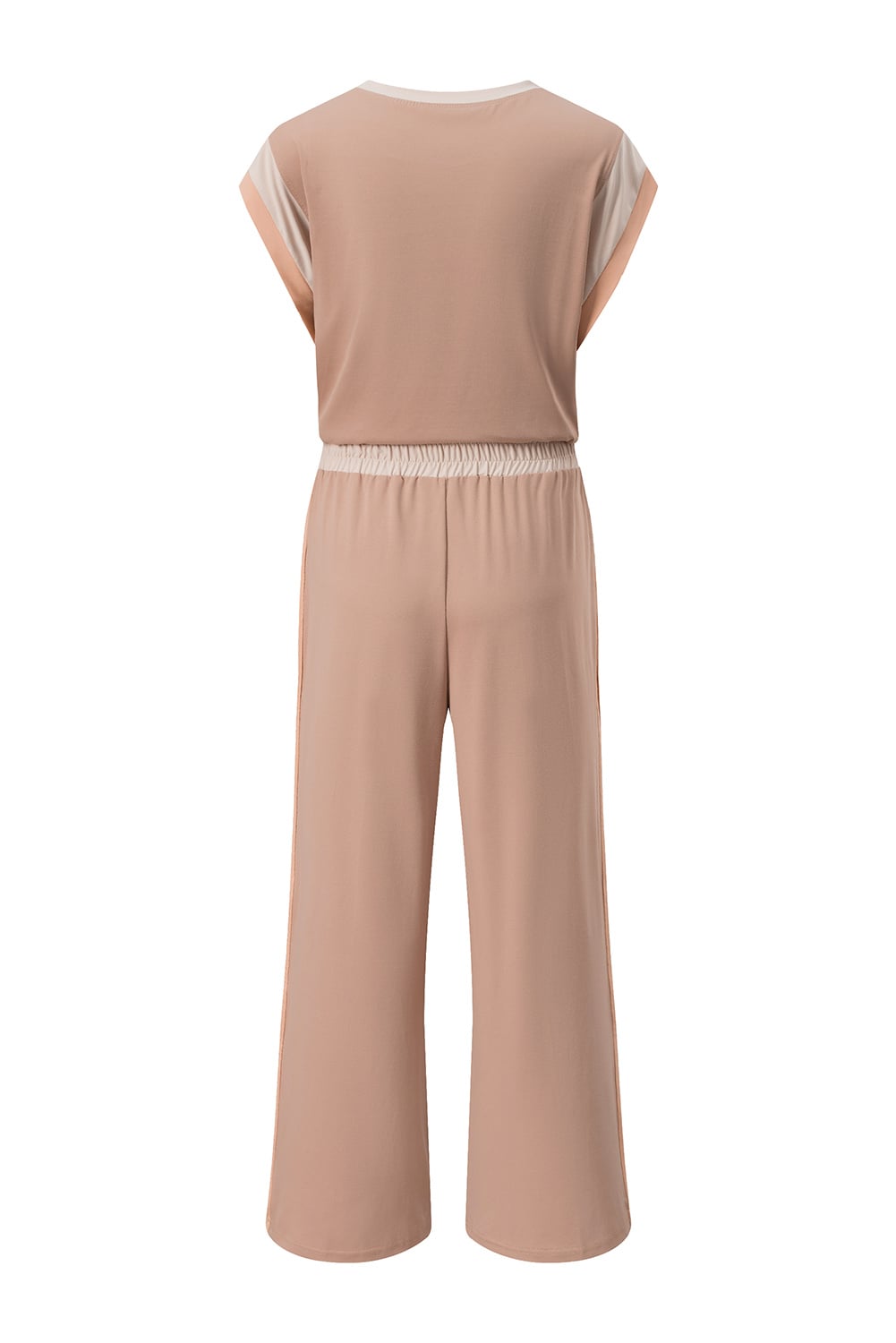 Smoke Gray Color Block Detail Casual Two-piece Set
