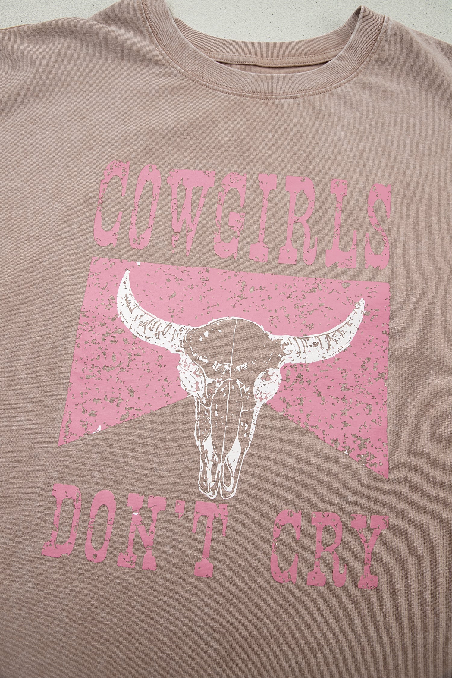 Smoke Gray COWGIRLS DONT CRY Western Graphic Mineral Wash Tank Top