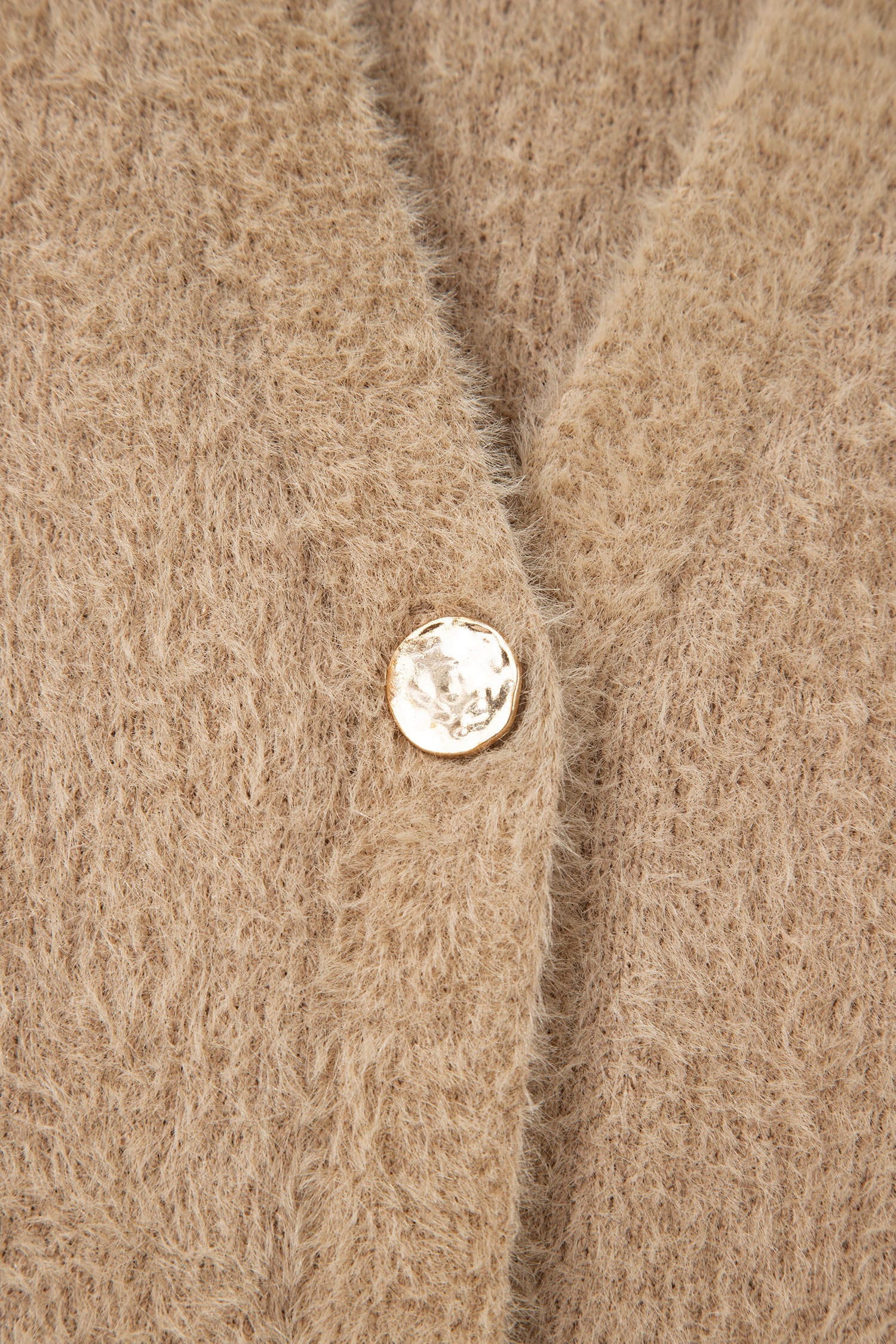 Smoke Gray Fuzzy Buttoned Front Midi Solid Cardigan