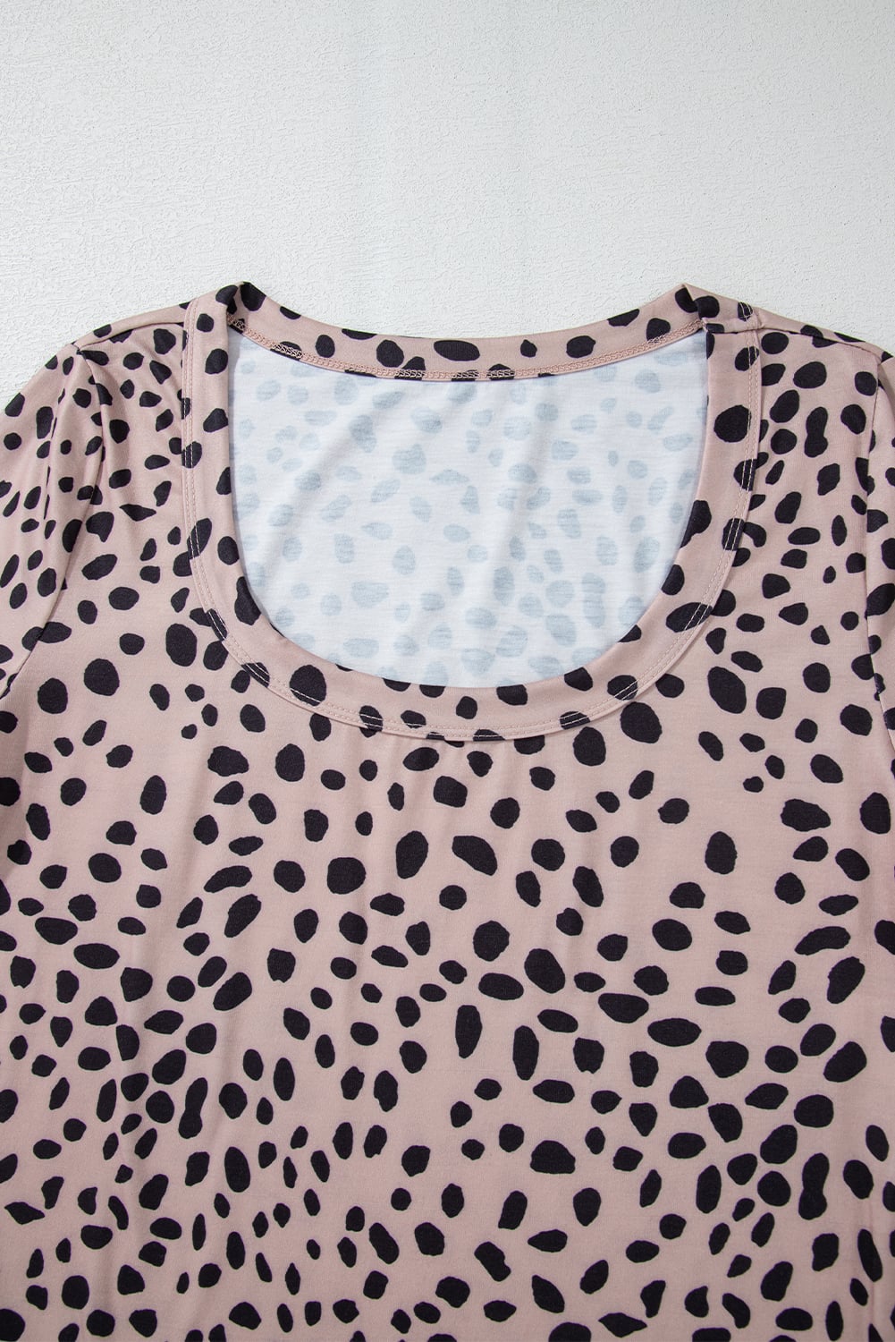 Smoke Gray Leopard Print Long Sleeve Scoop Neck Slim Fit Bodysuit